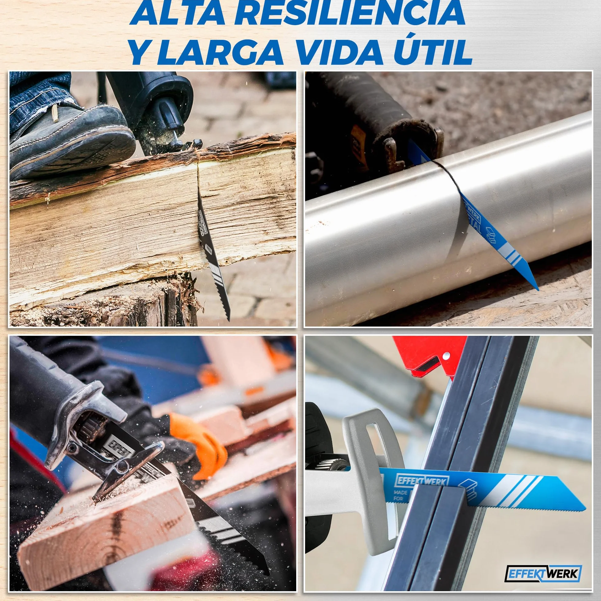 Juego de hojas de sierra recíproca 10 piezas acero HCS para madera, metal y plástico 6-18 TPI