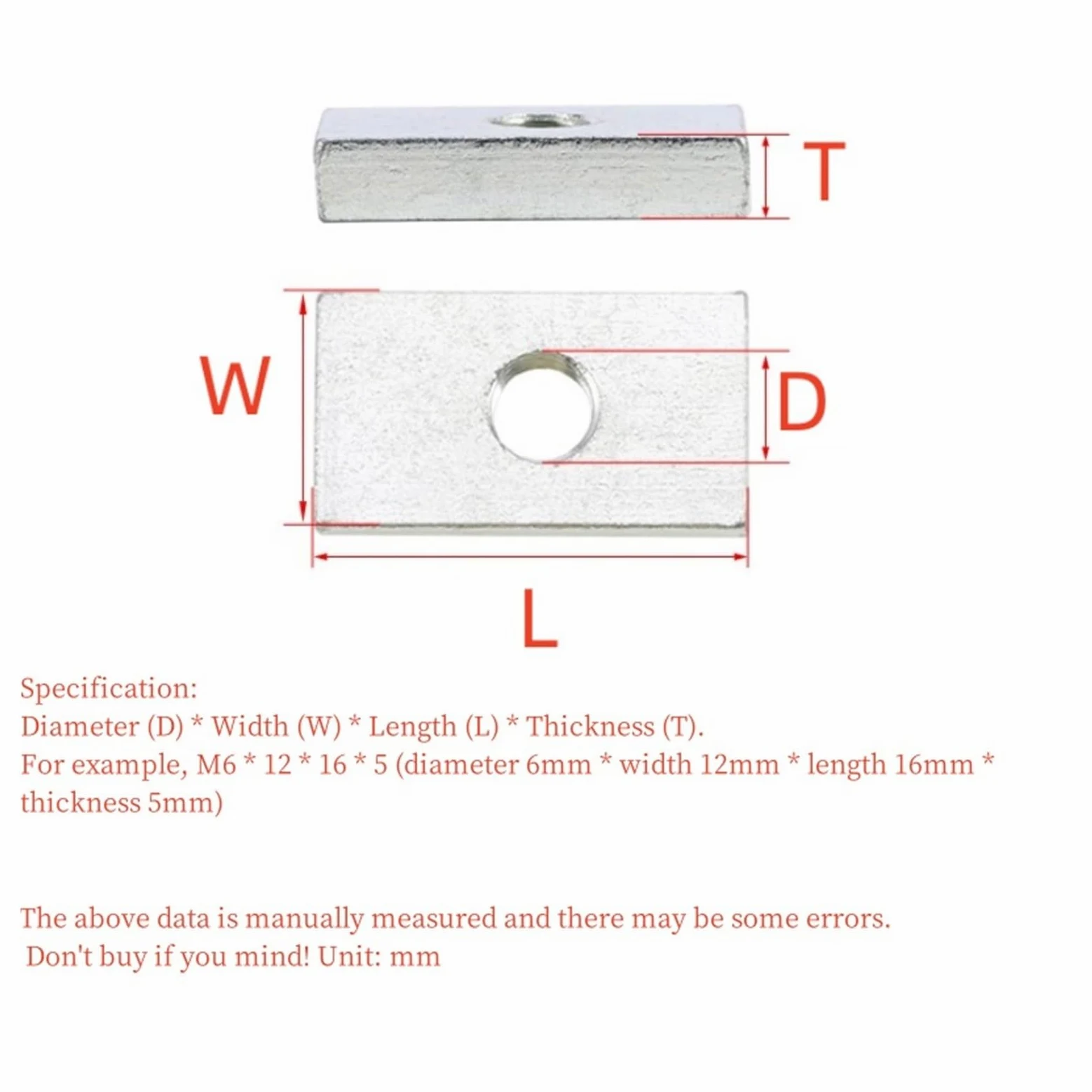 Tuercas cuadradas, Bloque Deslizante cuadrangular galvanizado de Acero al Carbono M8 M10 (5/10 Piezas)(M8x15x20x4)