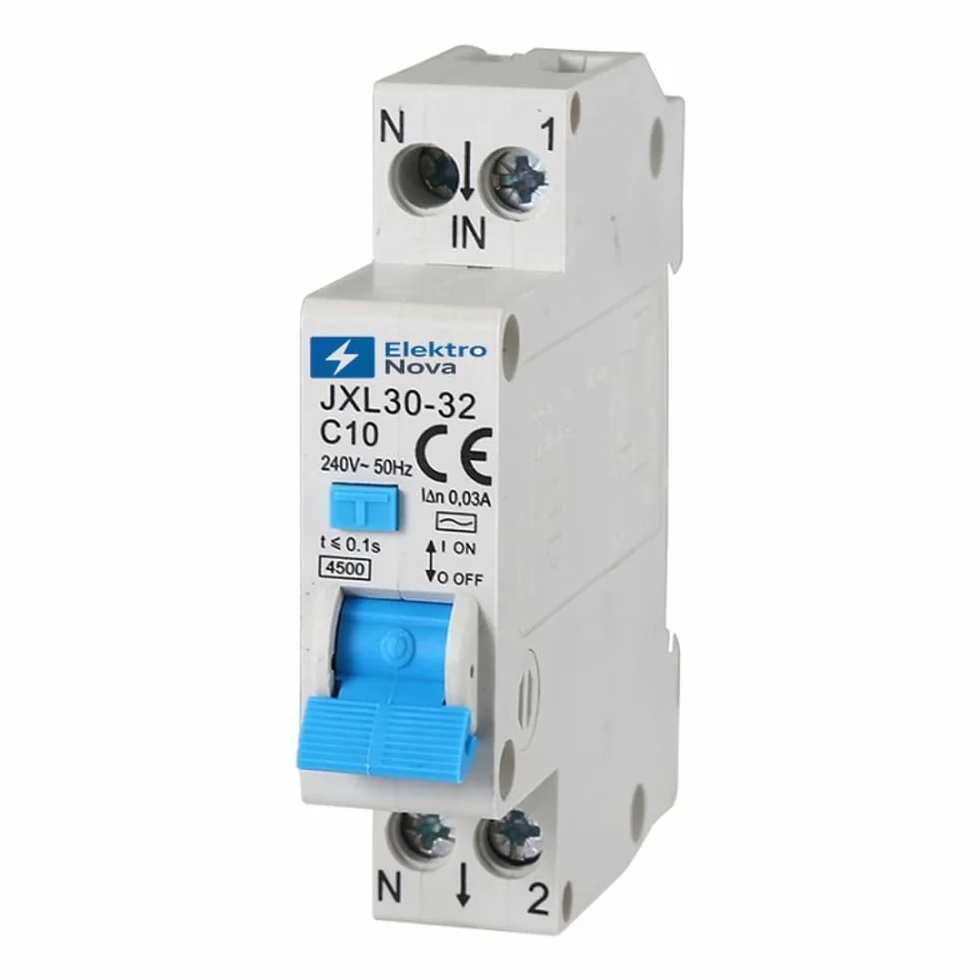 ELEKTRONOVA Interruptor magnetotérmico diferencial 1P+N 10A 4.5kA 30mA - 1 módulos DIN - 220V