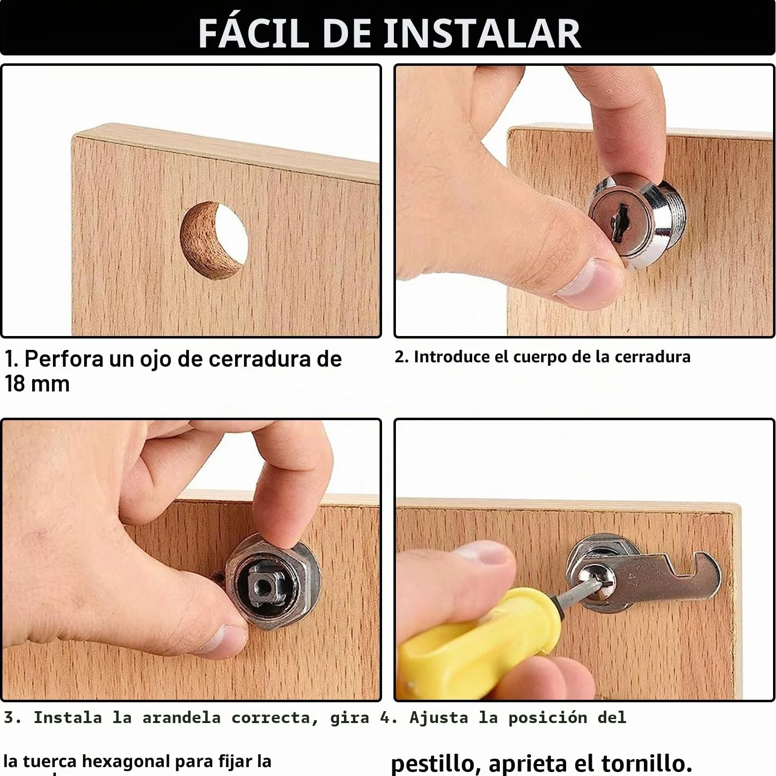 Cerradura Buzon Universal 20 mm, Cerradura Taquilla de Zinc con Llave, Bombin Buzon 47/35 mm, 10 Piezas