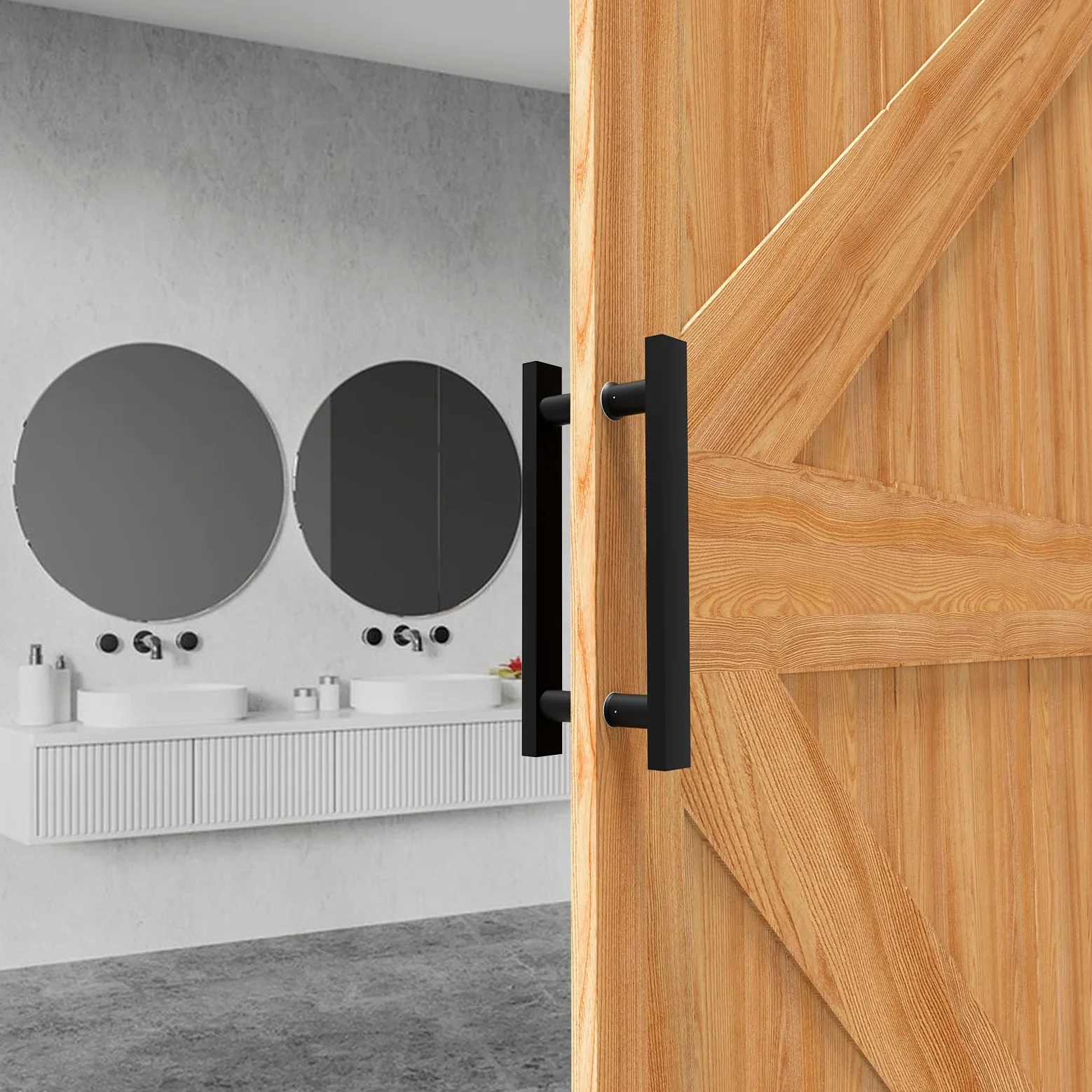 Tirador de Puerta en Negro Mate para Puerta de Granero 30/60/90/120/150 cm, Tiradores Puertas Correderas y Tiro de Doble Cara, Tirador Largo para Puertas Francesas Puertas Exteriores