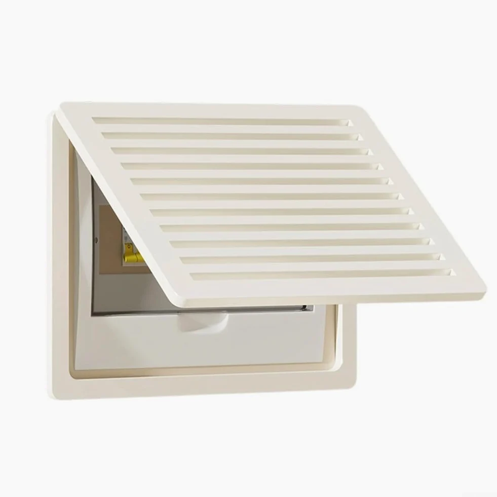 Caja de distribución de contador eléctrico 45X35 cm de plástico decorativo de madera para contador eléctrico y multimedia, cajas de corriente débil con tapa abatible, diseño de fácil acceso