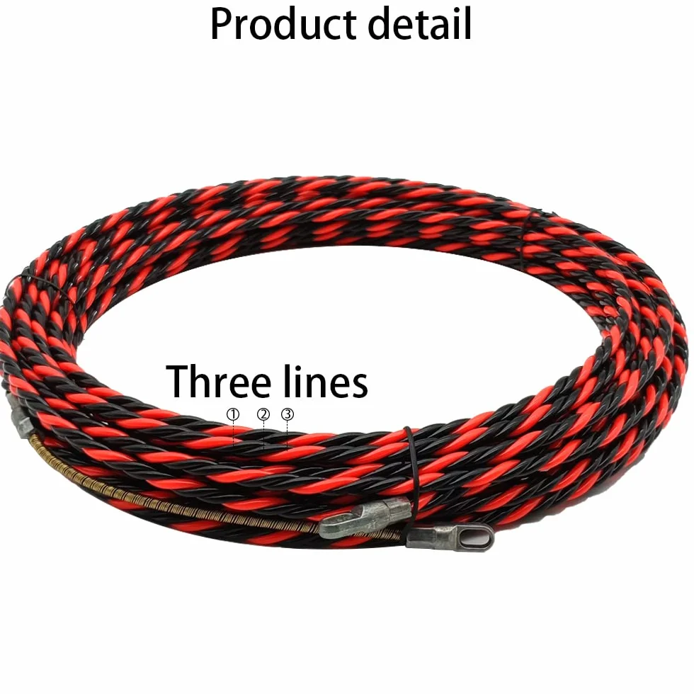 Guia Pasacables Trenzada 15m 2 Muelle Diámetro 6mm Rojo y Negro