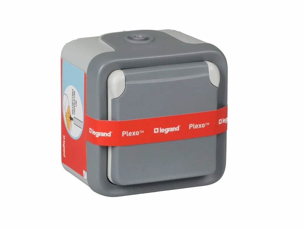 legrand 191504 Base De Enchufe Estanca Con Tapa Para Superficie, Gris
