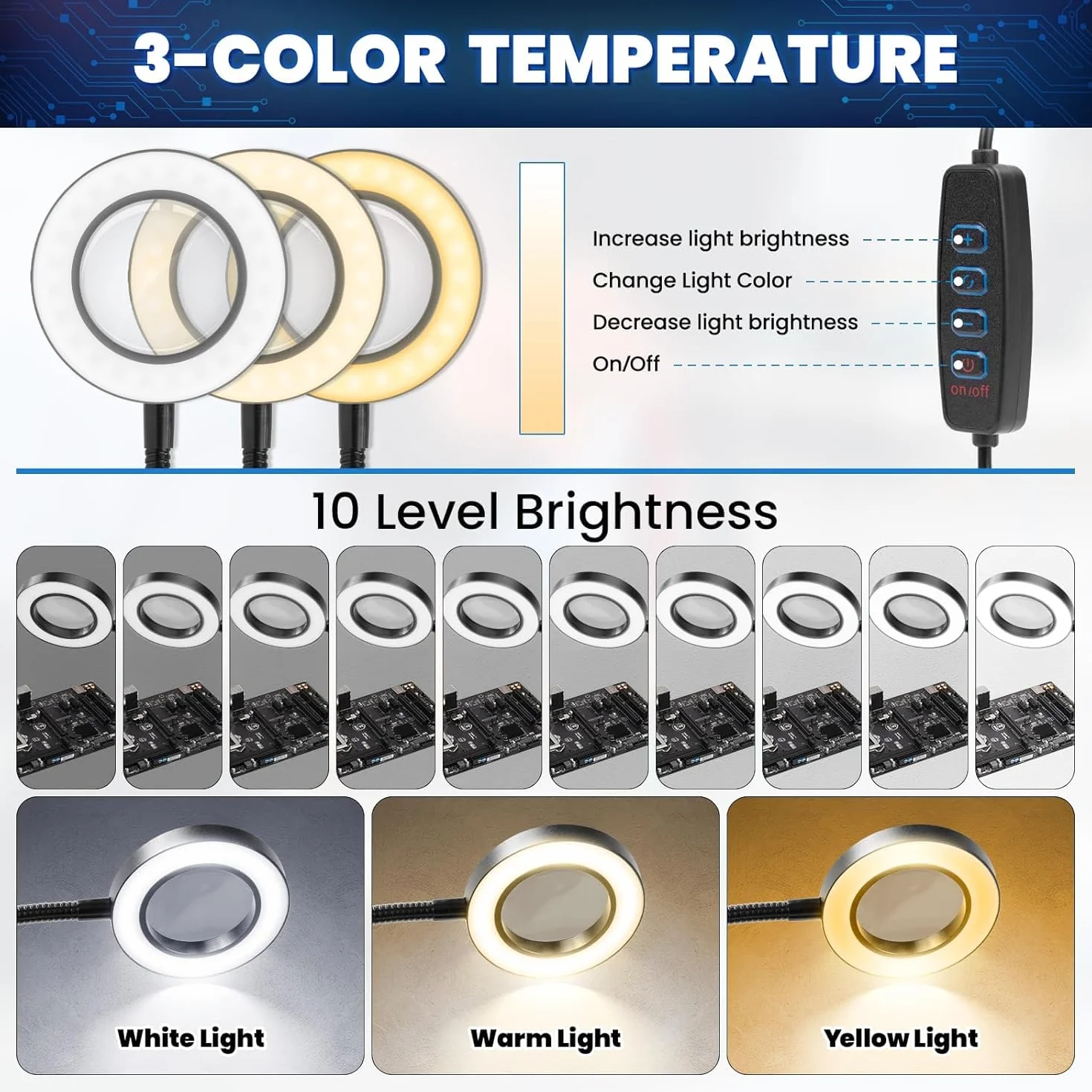 Tercera mano para soldar, ayuda de soldadura Tercera mano con luz de lupa 6X, estación de soldadura con 4 brazos flexibles y lupa con lámpara LED, ayuda de soldadura para soldadores, fabricantes de