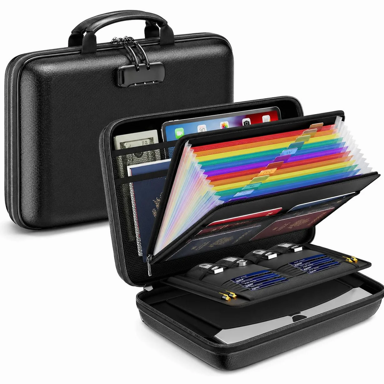 auvstar Carpeta Archivadora Ignífuga,Con Cerradura Caja para Documentos Ignífuga,5200 °F Resistente al Fuego,Ideal para Guardar Documentos Importantes en Casa y en la Oficina