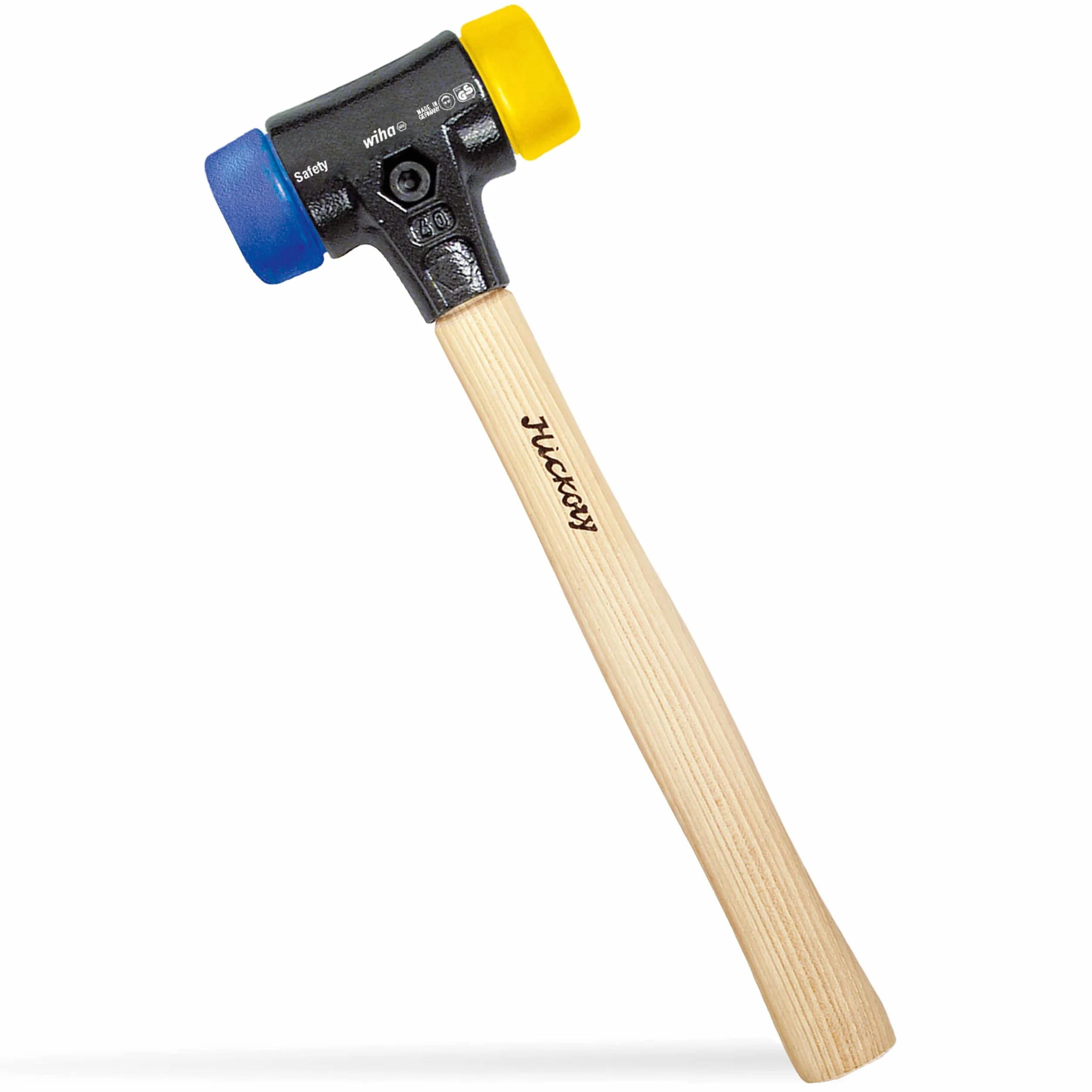 Wiha Martillo de cara blanda Safety blando/semiduro con mango de madera Hickory, cabezal redondo 40, 325 mm (26654)