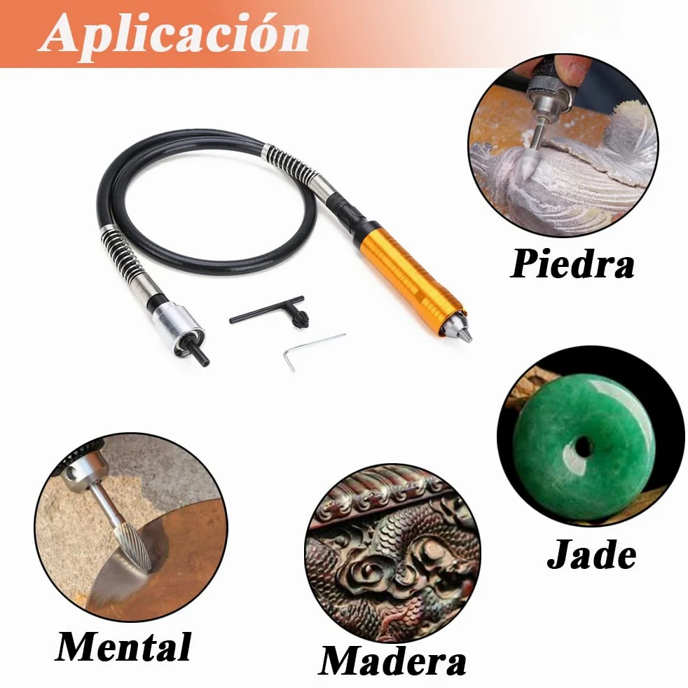 Treki Eje Flexible del Cable de Extensión de Amoladora Eléctrica con Mandril de 0.3-6.5 mm Eje Flexible para Taladro Extensión Accesorios para Herramientas Rotativa