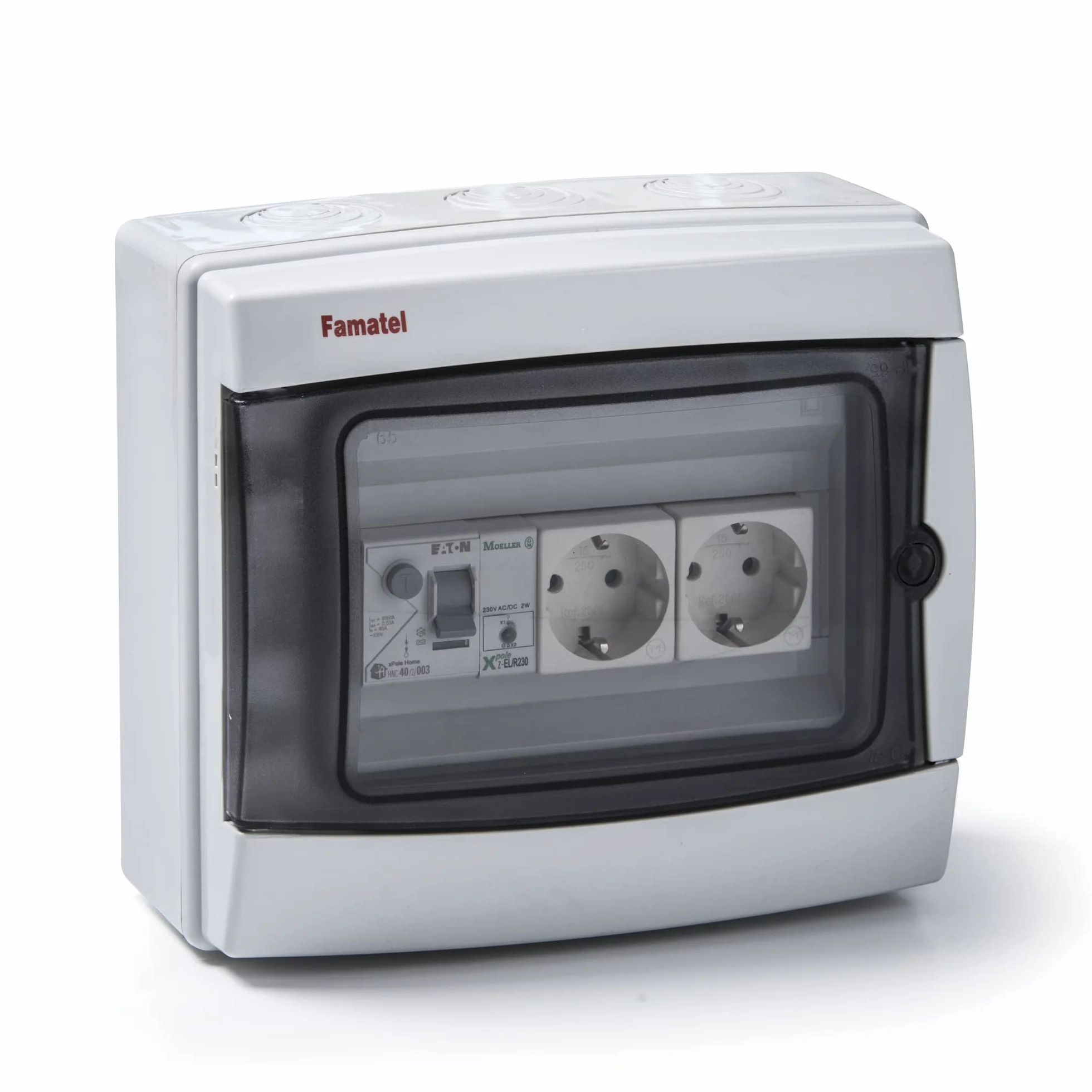Famatel M260287 - Armario electrico superficie ip65 2 tomas con diferencial