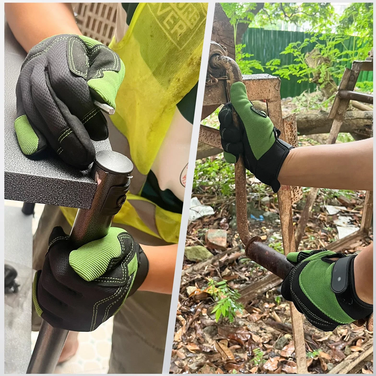 Guantes de Jardinería para Mujeres y Hombres, Guantes de Jardín con Pantalla Táctil, Guantes de Trabajo Resistentes a Espinas y Perforaciones, Regalos de Jardinería para Mujeres (verde, L)