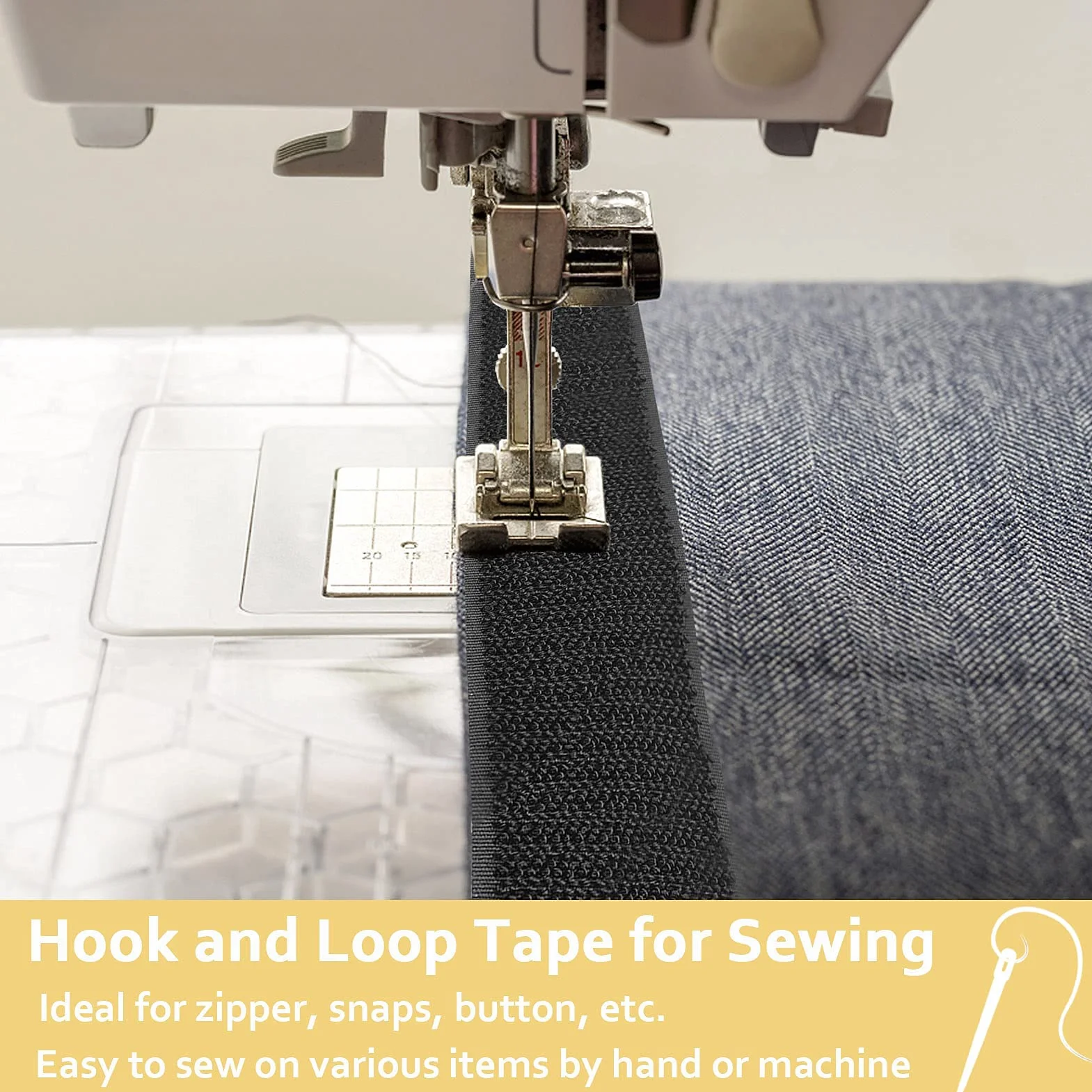 TEUVO Coudre Belcro para Tejidos y Ropa, No Adhesivo Hook y Loop Cinta de Tela para Proyectos de Bricolaje y Costura 5cm de Ancho y 6M de Largo