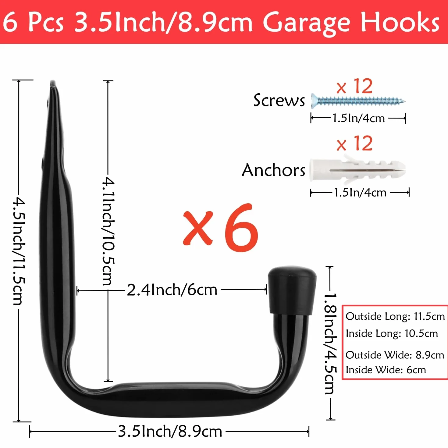 Ganchos de garaje 6 unidades ganchos de utilidad duraderos para colgar objetos soportes de pared