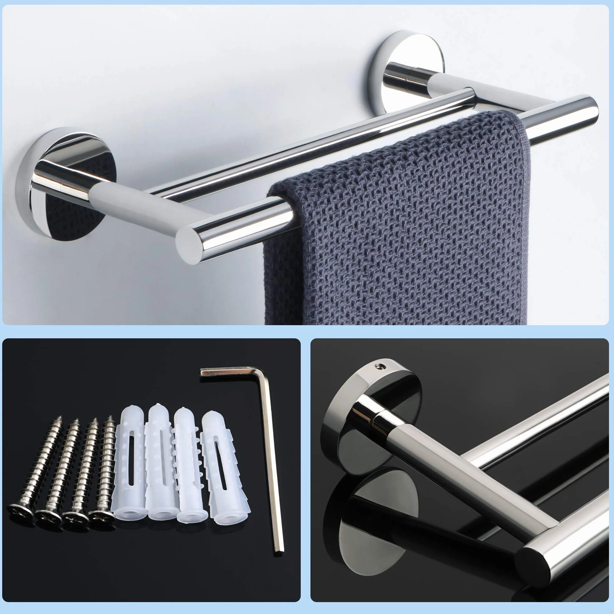 SAYAYO Toallero Doble Barra Acero Inoxidable 30CM para Baño y Cocina