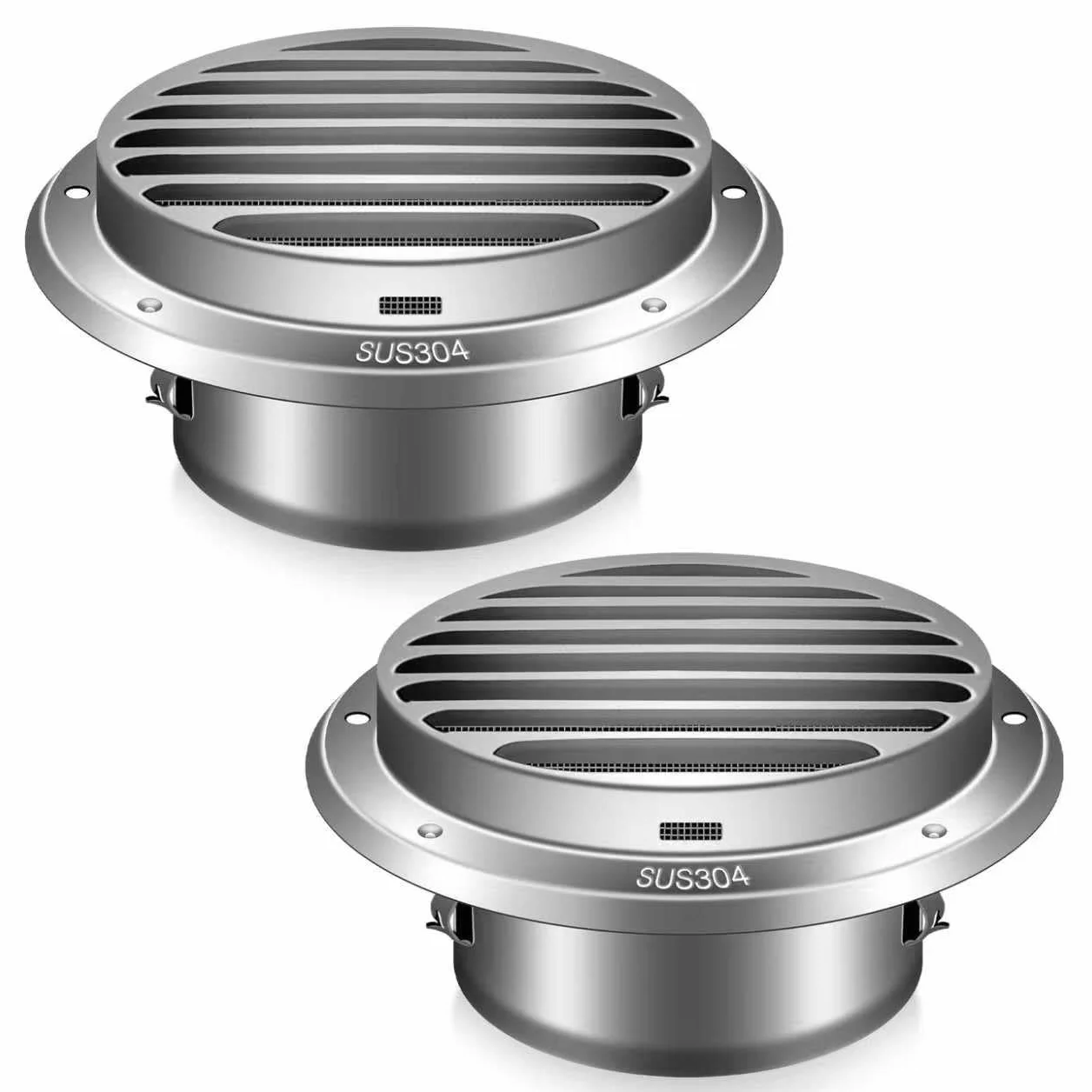 Aygrochy Rejilla de ventilación de 120 mm, Acero Inoxidable X2, 304, Redonda, atornillada, Rejilla de protección contra Insectos, Brida, Rejilla de ventilación
