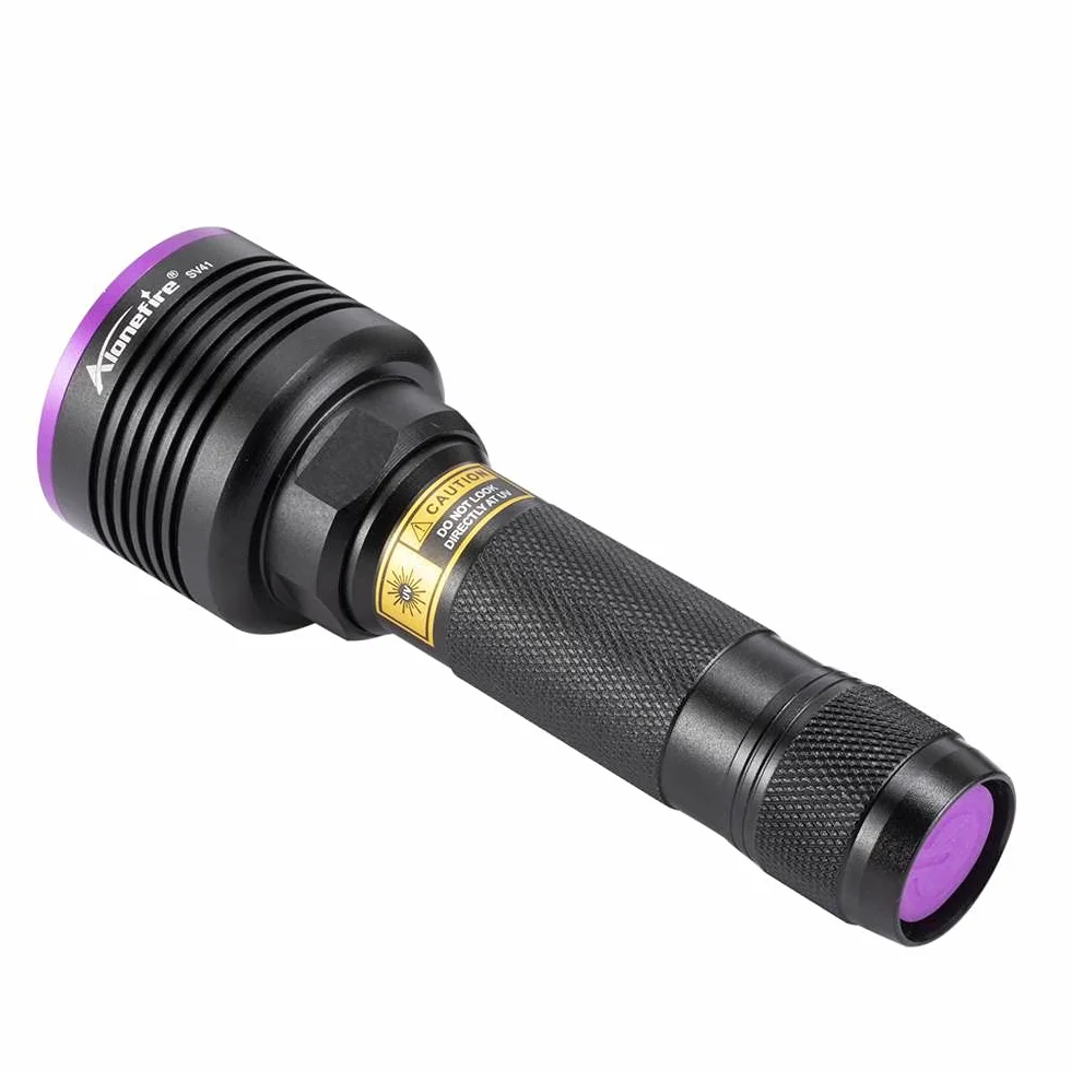 Alonefire SV41 Linterna UV 10W 395nm Profesional Potente Recargable USB Ultravioleta Luz Negra Detector de Orina para Resina, Pesca, Escorpión, Minerales con Gafas Protectoras UV, Batería, Cargador