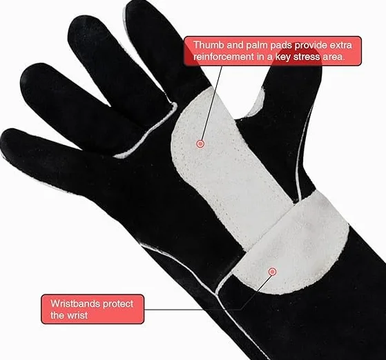 YESWELDER Guantes de Cuero para Soldadura MIG Resistentes al Calor Negros