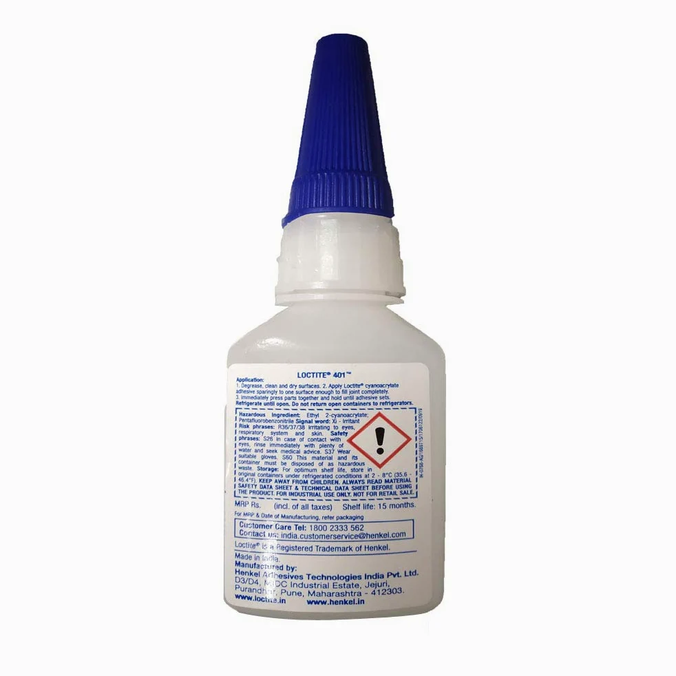 LOCTITE 401 Super Glue Adhesivo instantáneo 20 g de metal, goma, cerámica, cuero