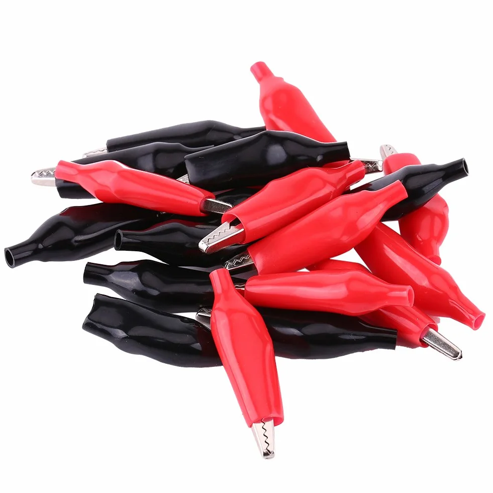 20pcs 28mm Abrazadera Eléctrica Del Cocodrilo, Pinzas De Clip De Cocodrilo Prueba De La Prueba Metel Con La Cubierta De Aislamiento Protectora