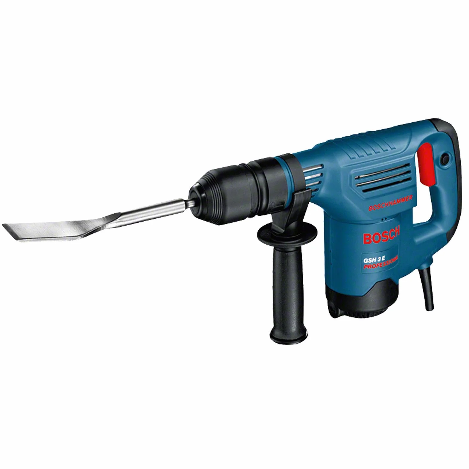 Bosch Professional martillo demoledor GSH 3 E (incl. cincel para azulejos, cincel puntiagudo, empuñadura auxiliar, maletín)