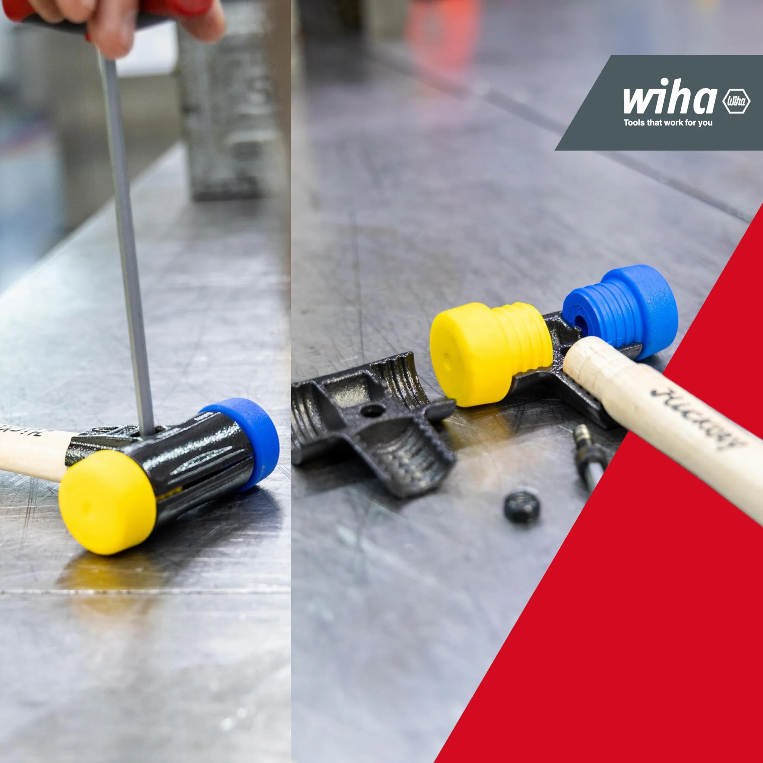 Wiha Martillo de cara blanda Safety blando/semiduro con mango de madera Hickory, cabezal redondo 30, 290 mm (26653)
