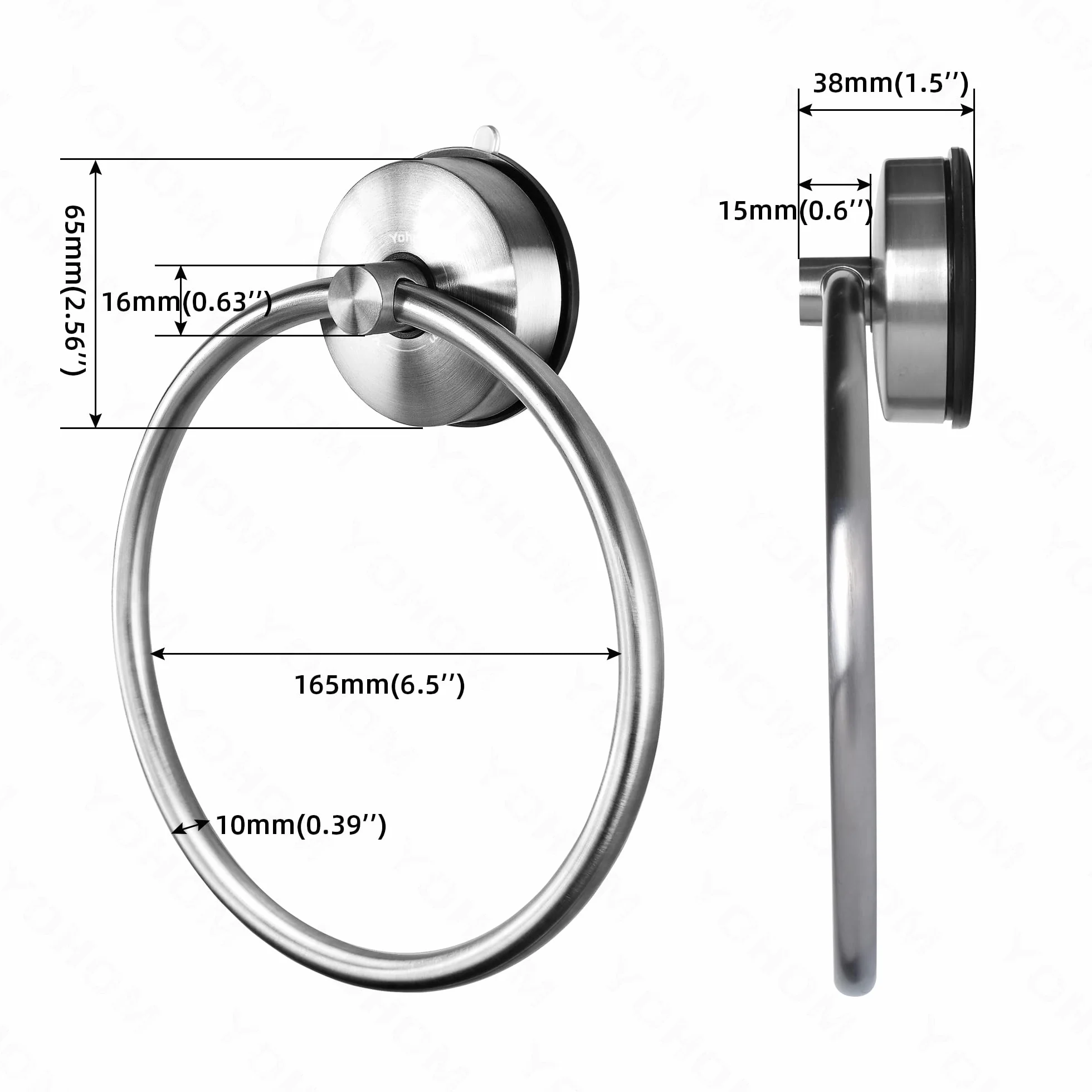 YOHOM Anillo de Toalla con Ventosa Toallero de Aro para Baño Cocina Acero Inoxidable Soporte de Toalla para Ducha Pared sin Taladro Plata