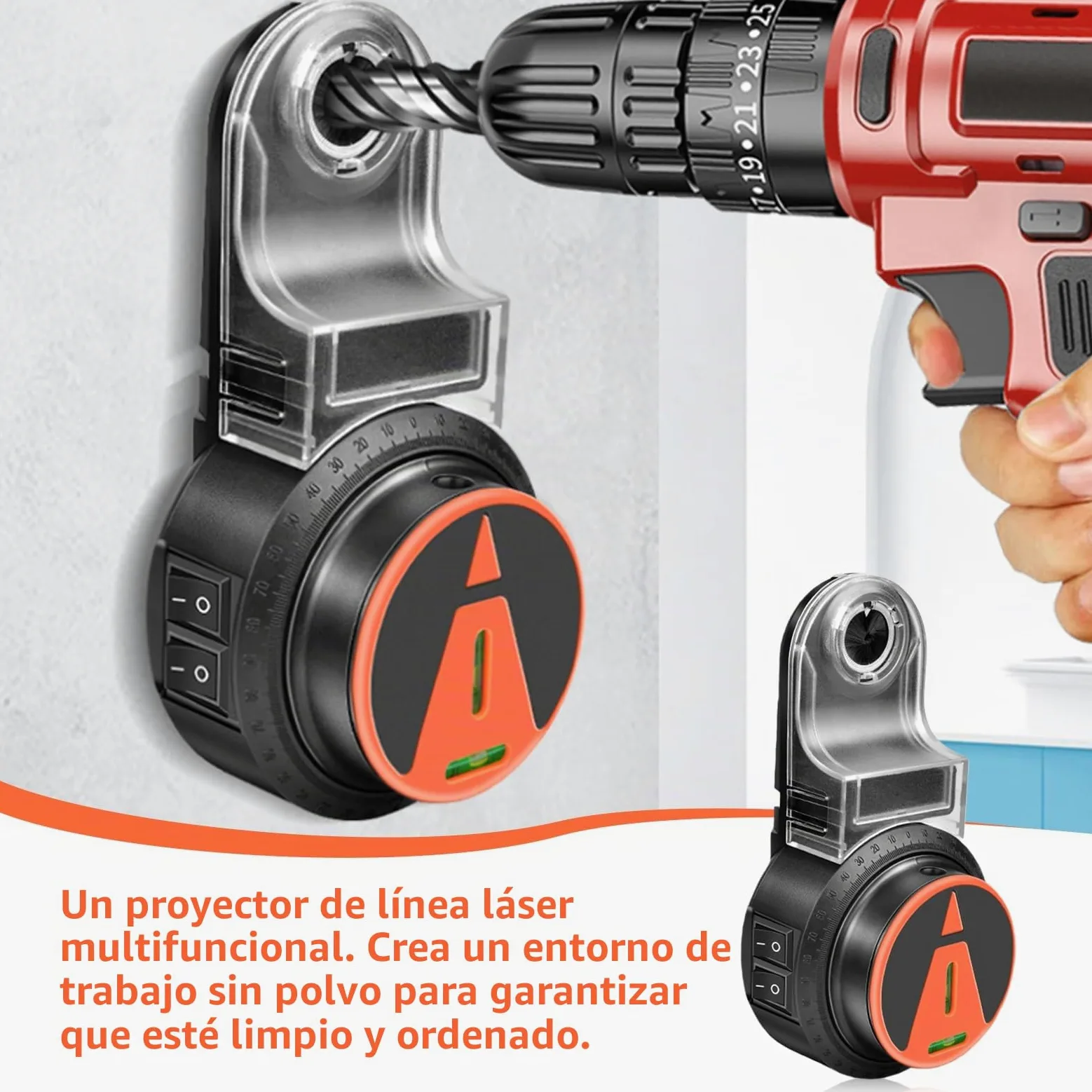 Colector de polvo de perforación con herramienta de nivelación y ventosa electrónica de vacío, nivel de burbuja 2 en 1 con extracción de polvo, colector de polvo eléctrico para colgar cuadros, pintura