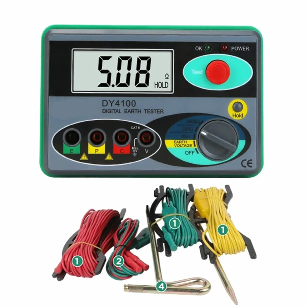 Medidor digital de resistencia a tierra megohmímetro DY4100 pantalla grande HD medición rápida protección seguridad