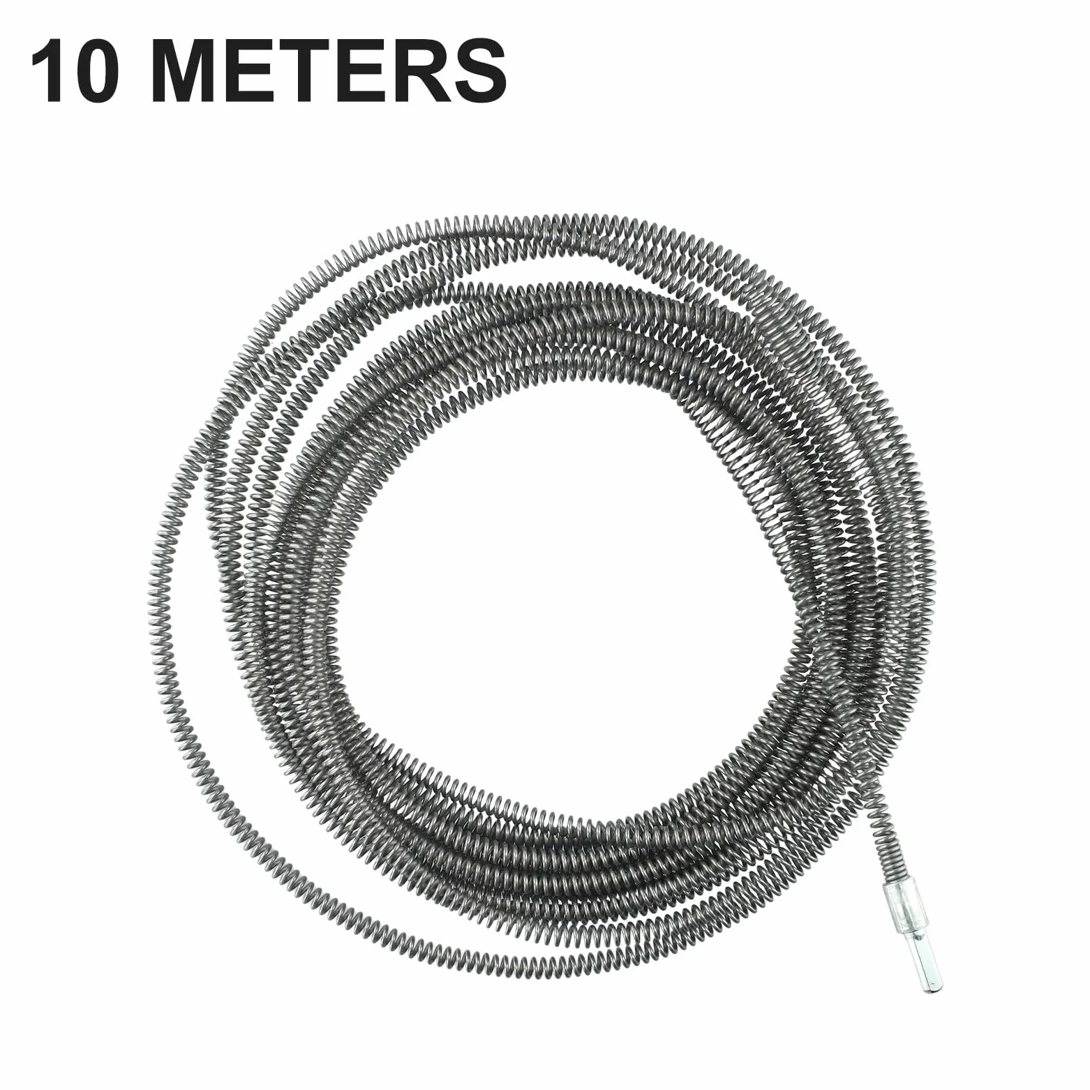 Limpiador de tuberías de drenaje de resorte de 5 metros de longitud para uso de taladro eléctrico para eliminar obstrucciones en desagües de cocina y baño (10 metros)