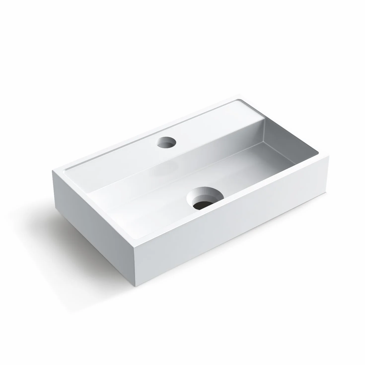 Lavabo empotrado rectangular 40 x 24 cm con orificio para grifo, blanco del conglomerado VIKI