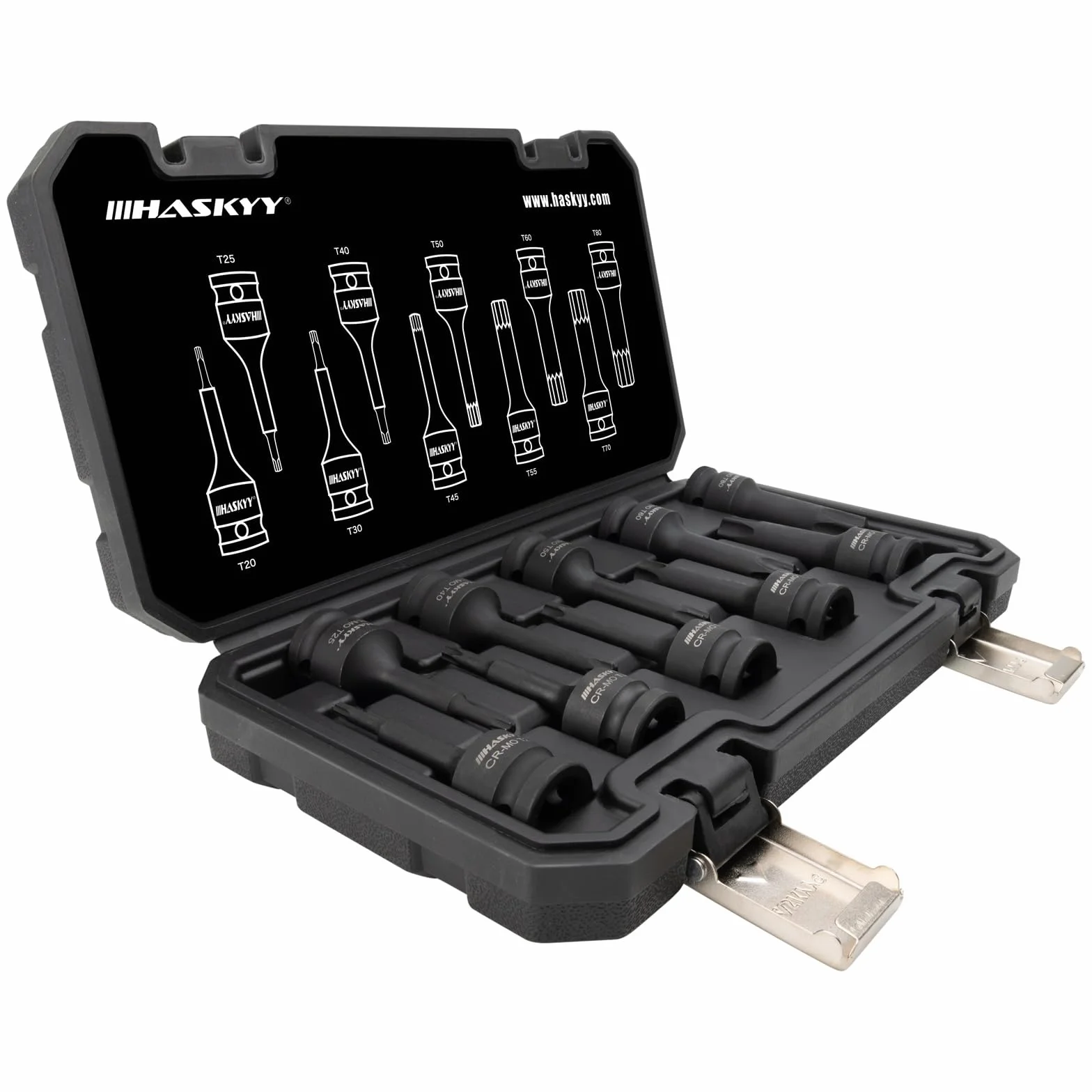 HASKYY Juego de llaves de impacto 1/2 pulgadas T20-T80 y Torx, 10 piezas, para coche, mantenimiento de frenos y reparación