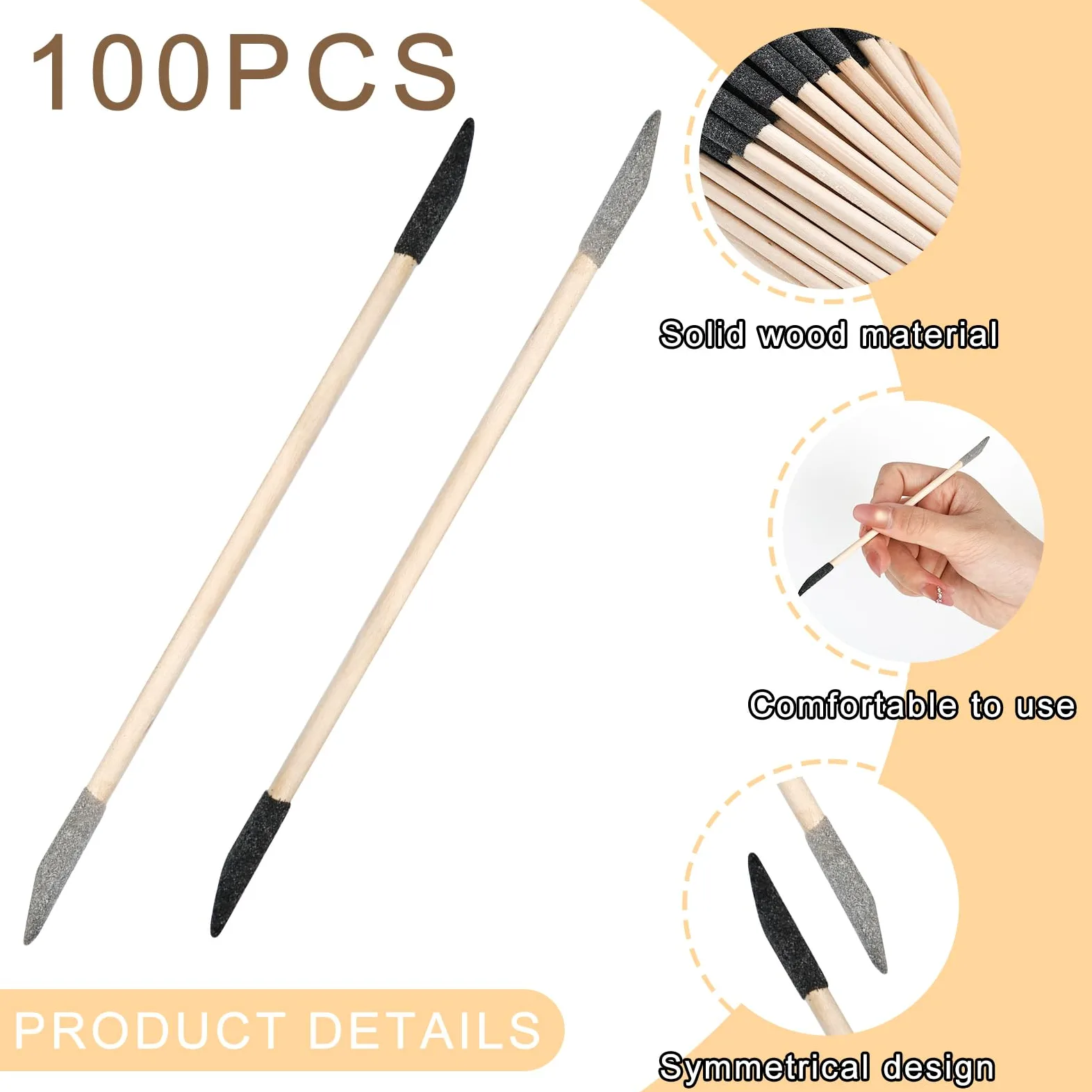 100 varillas de lijado, granularidad con 150# negro/280# gris con doble hilo de lijado fino para modelismo Gundam, artesanía de madera, pulido de uñas