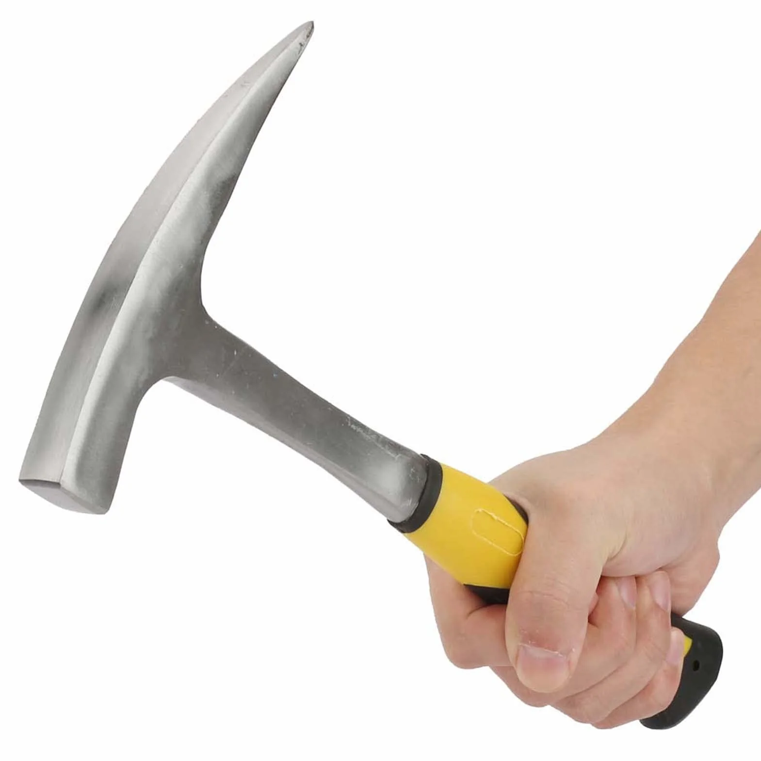 Martillo Geológico Doble Cabeza de Acero Alto Carbono con Pico de Pato y Cabeza Plana, Mango Antideslizante de Goma Talla S para Geólogos Profesionales y Estudiantes