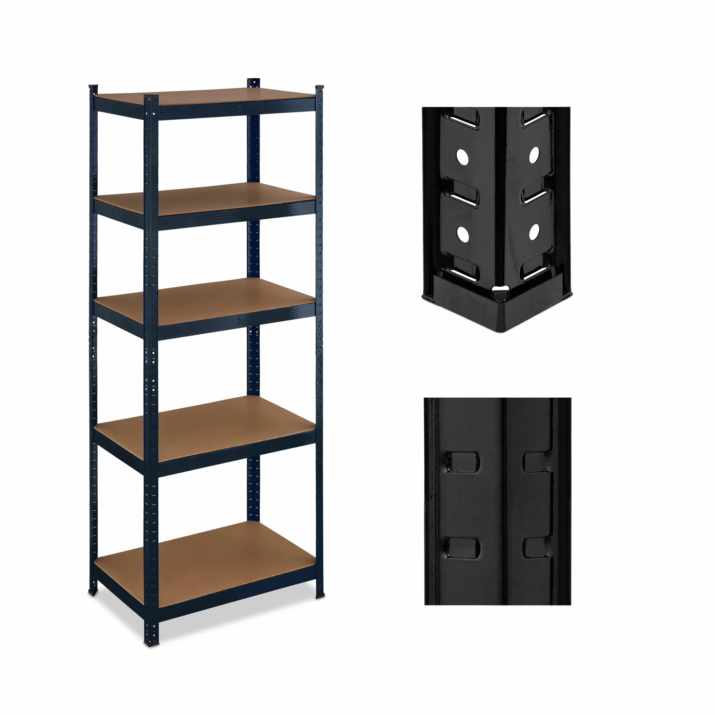 Relaxdays Estantería Metálica Cargas Pesadas, 180x70x45cm, hasta 500 kg, 5 Baldas, Sótano o Trastero, Acero y MDF, Negro