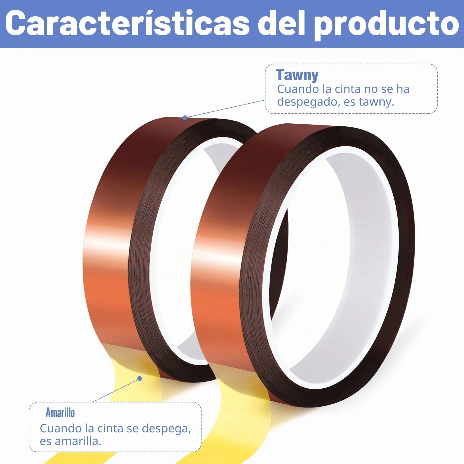 2 rollos de cinta adhesiva Kapton, 20 mm x 25 m, resistente al calor, cinta aislante de alta temperatura, cinta térmica para placas de circuito impreso electrónicas por sublimación