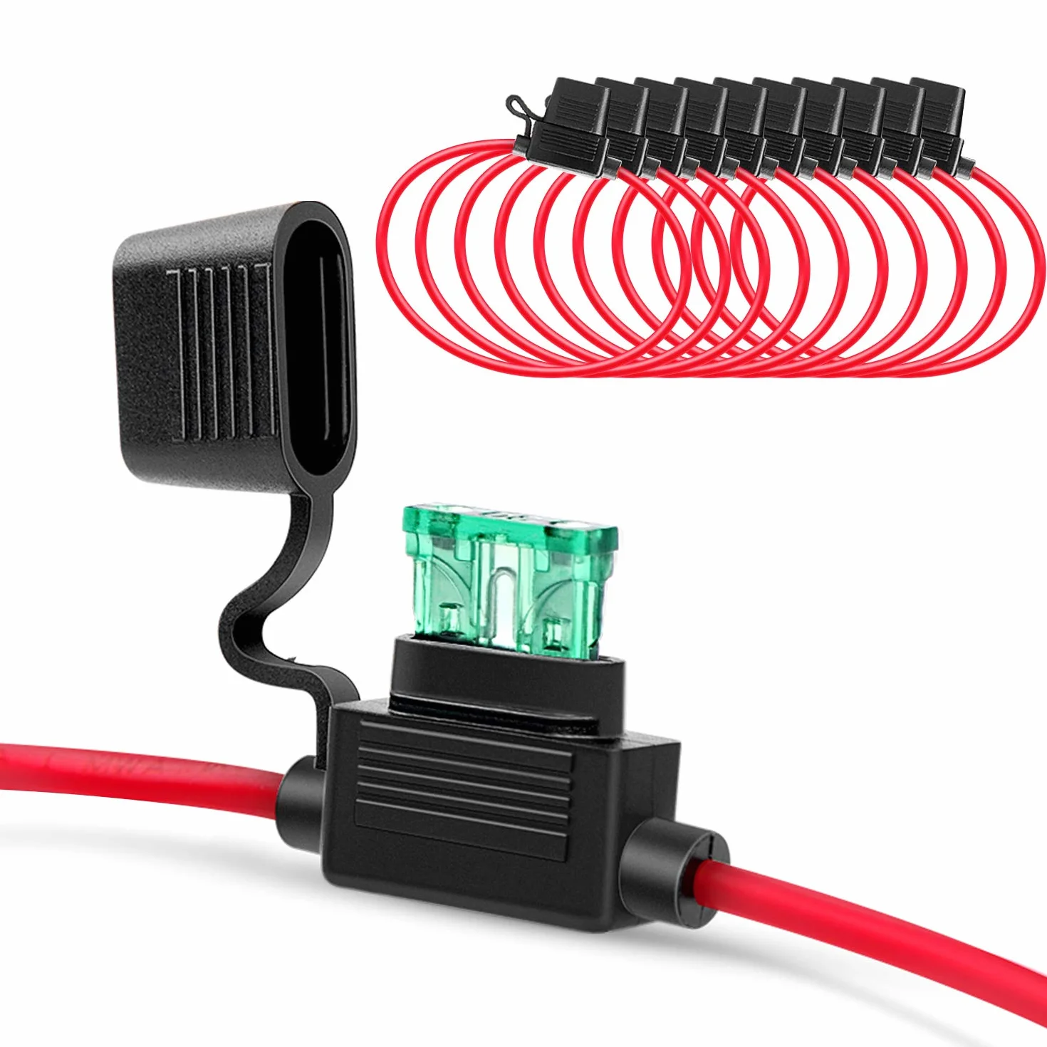 Nilight NI-FH01 Paquete de 10 Portafusibles en Línea 14 AWG 30A ATC/ATO para Automóviles