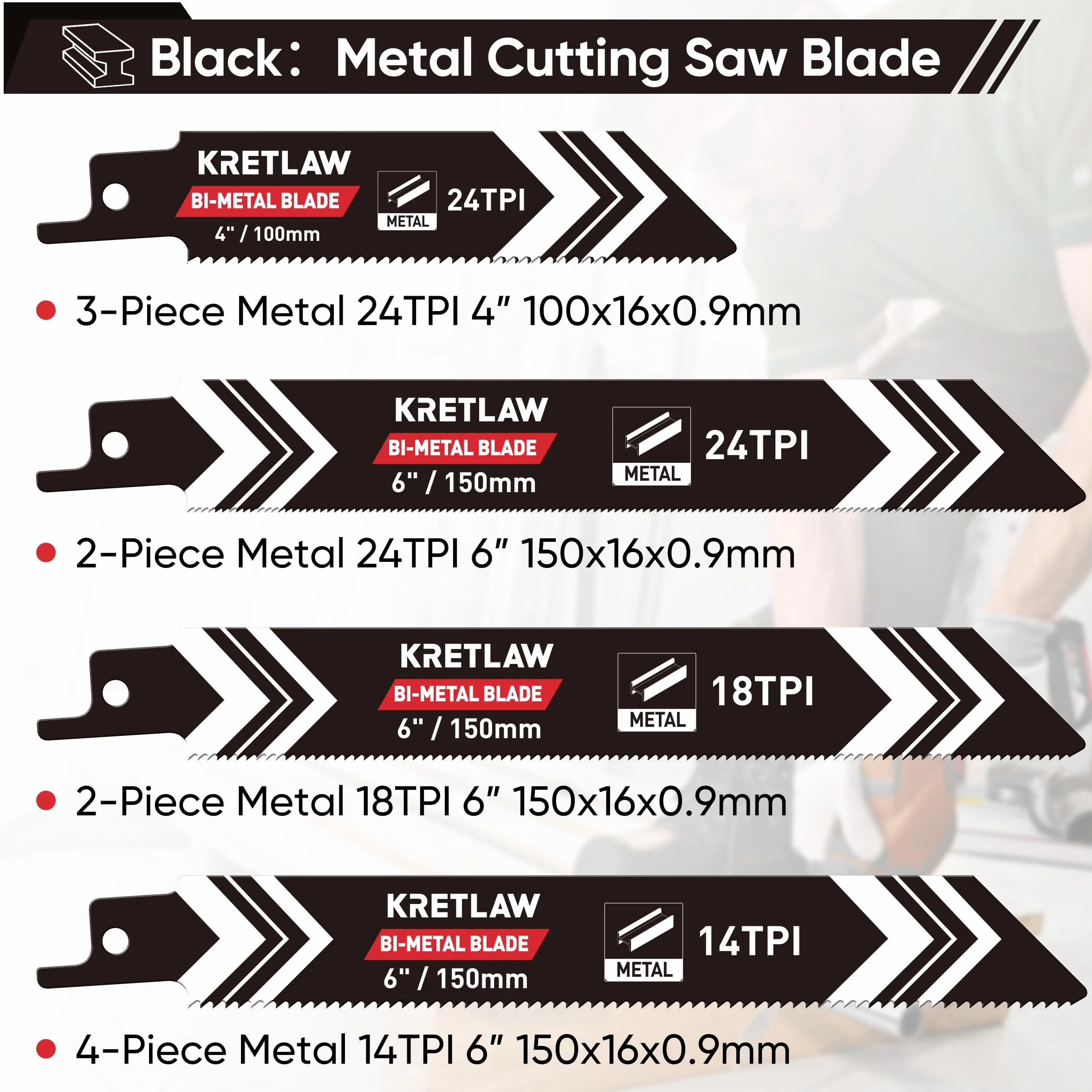 KRETLAW Juego de 36 hojas para sierra sable, hojas de repuesto Cr-V/Bi-metal para poda de árboles, madera, metal y plástico, con estuche