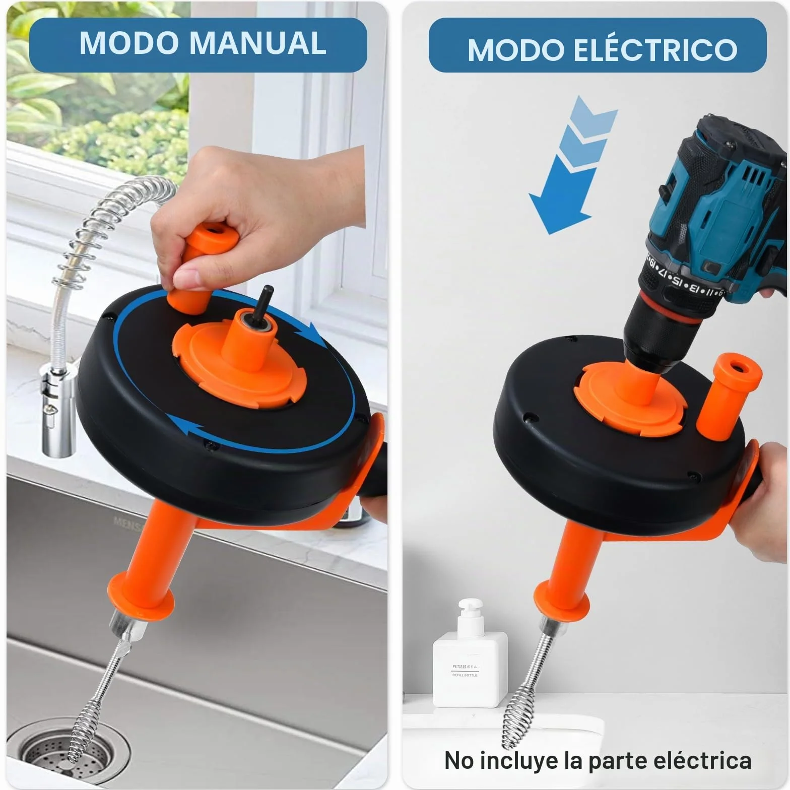 Desatascador Tuberias Profesional Con Taladro De 13m, Ideal Desatascador Para La Limpieza De Drenaje EcolóGico, Evitando Eficazmente El Bloqueo De Cable Desatascador Tuberias