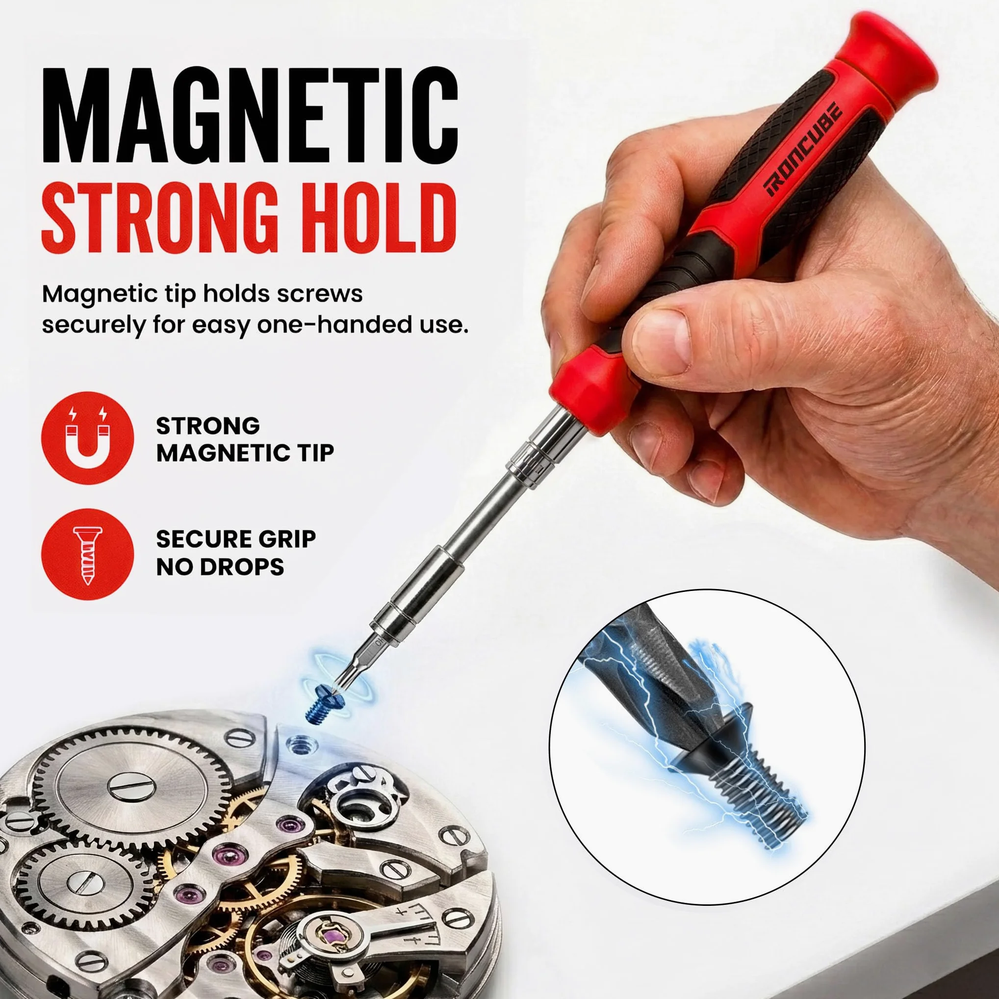IRONCUBE Juego de destornilladores múltiples, mango de trinquete, puntas magnéticas y enchufes con funda, 56 piezas