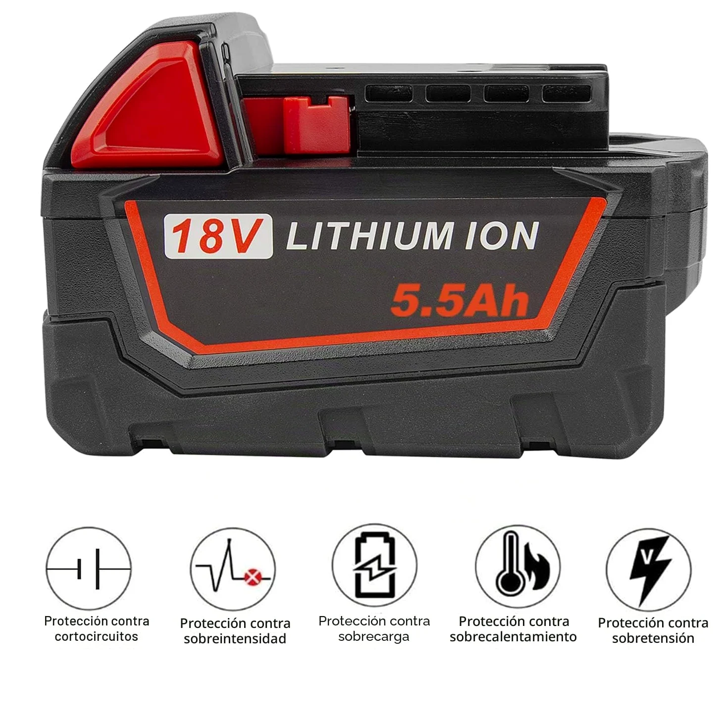 LabTEC Batería de repuesto para M18, Batería de litio de 18V 5500mAh para Milwaukee 18V M18 48-11-1840 48-11-1828 48-11-1820 48-11-1815 48-11-1850 para herramientas eléctricas