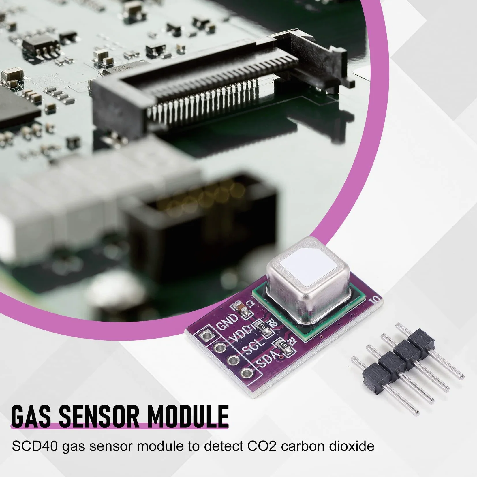 Jevina Módulo de sensor de gas SCD40 detecta temperatura de dióxido de carbono y humedad 2 en 1 sensor