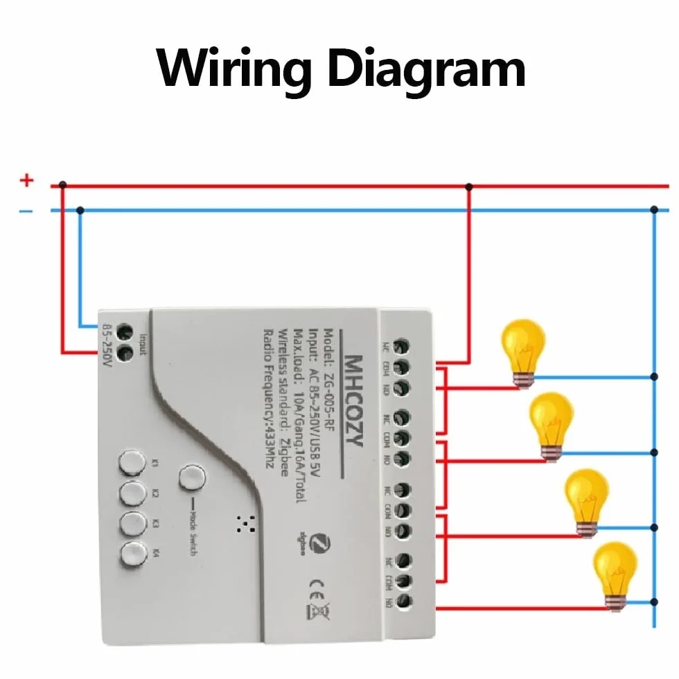 4 canaux Tuya Smart sans fil sec Contact ZigBee relais Module de commutateur, travailler avec Alexa Google Home