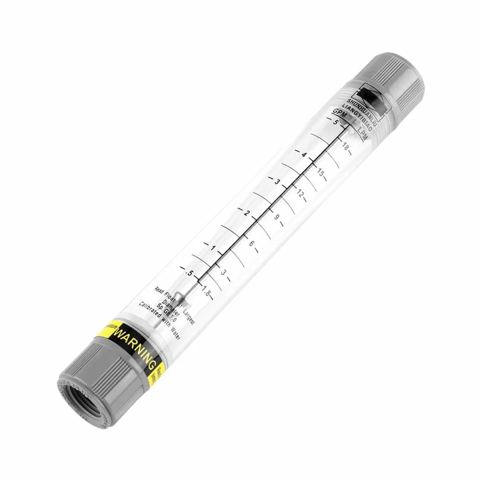 Caudalímetro líquido, LZM-15G Rotámetro tipo tubo acrílico para medir el caudal de agua, 0.5-5 GPM y 1.8-18 LPM (rosca interna de 1/2 pulgada)