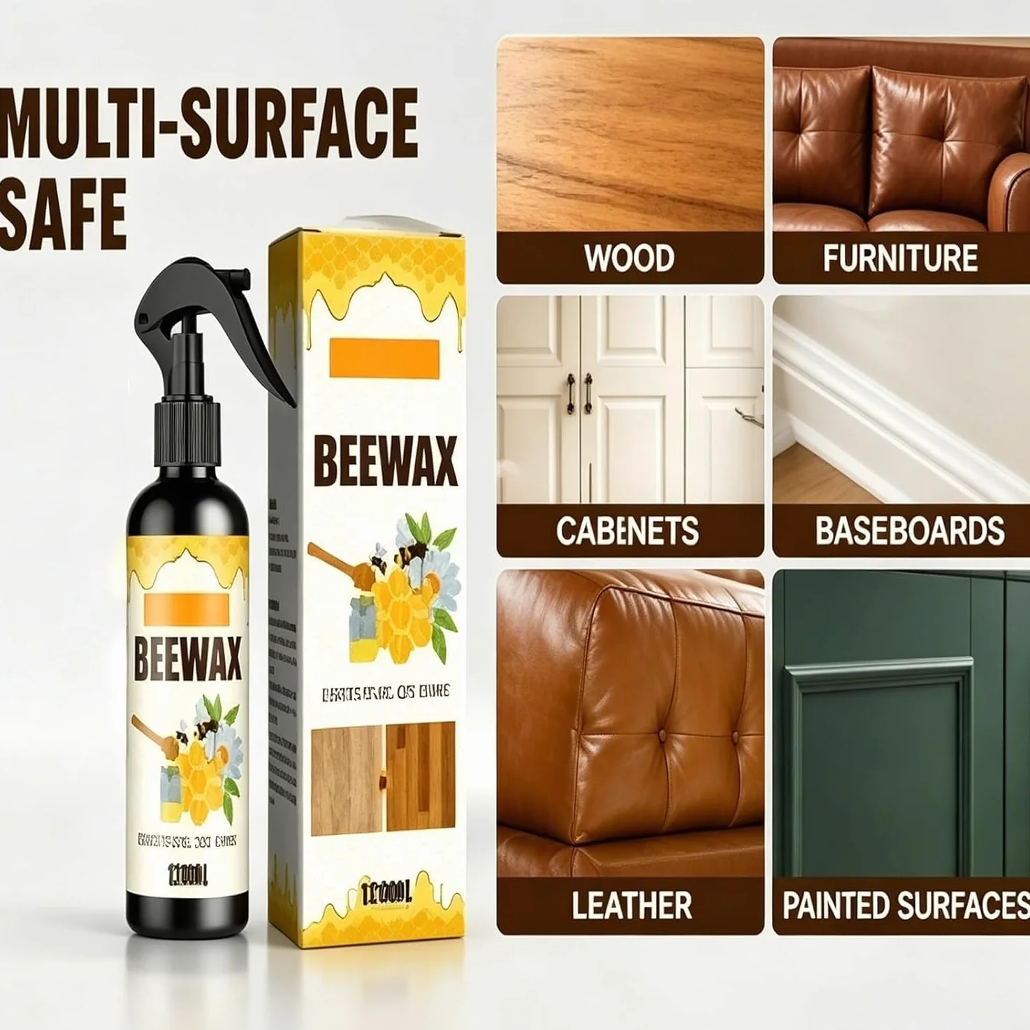 Cera de Abejas Pulimento para Muebles de Madera,2026 Upgrade Multi-Purpose Beeswax Wood Polish for Living Rooms,Kitchens,Wood Furniture Floors (2PCS)