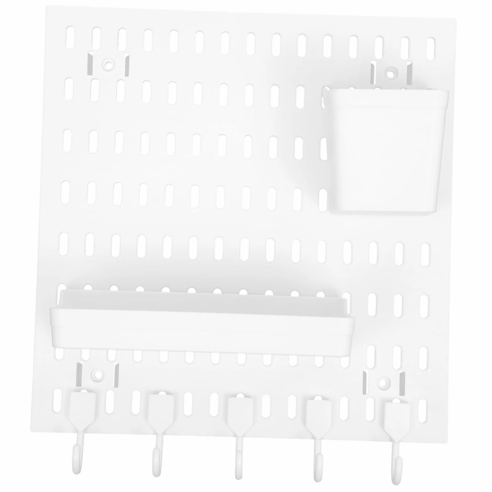 PRETYZOOM Kit de Tablero Perforado para Montaje en Pared sin Taladro, Organizador de Pared Blanco de PP con Fuerte Capacidad de Carga para Cocina y Baño Moderno