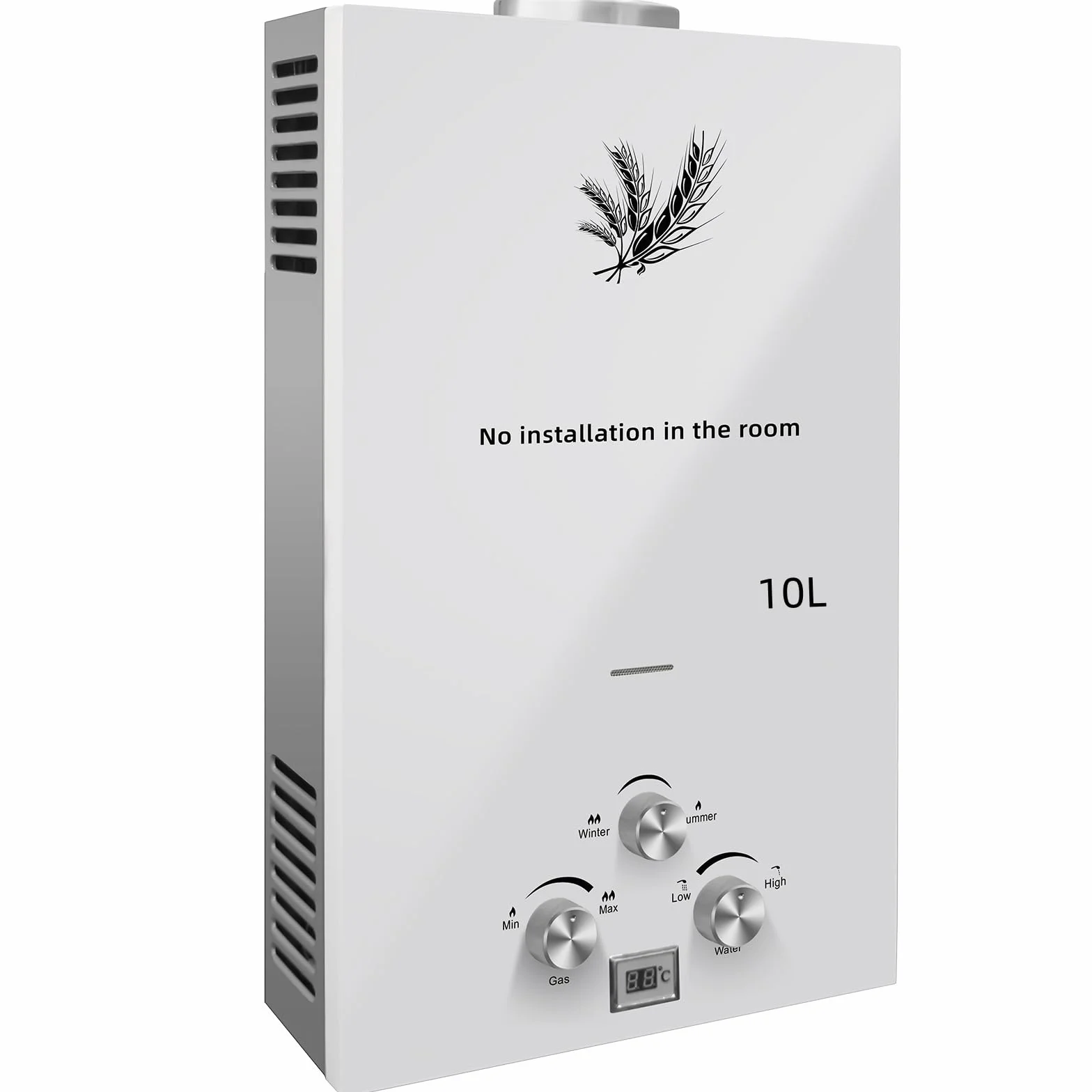 Calentador de Agua a Gas GLP 20KW 10L Instantáneo Portátil Butano Propano para Ducha Camping