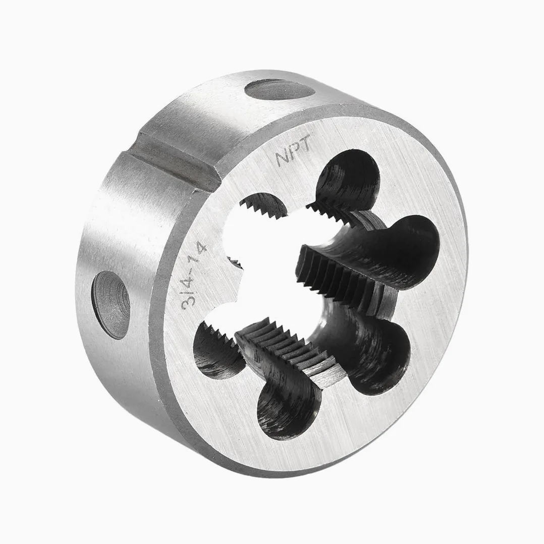 sourcing map Terraja, Terrajas de Roscar Métricas 3/4"-14 NPT, Terraja Redonda 55mm Diámetro Exterior, Troquel para Roscar a la Derecha de HSS Acero de Alta Velocidad