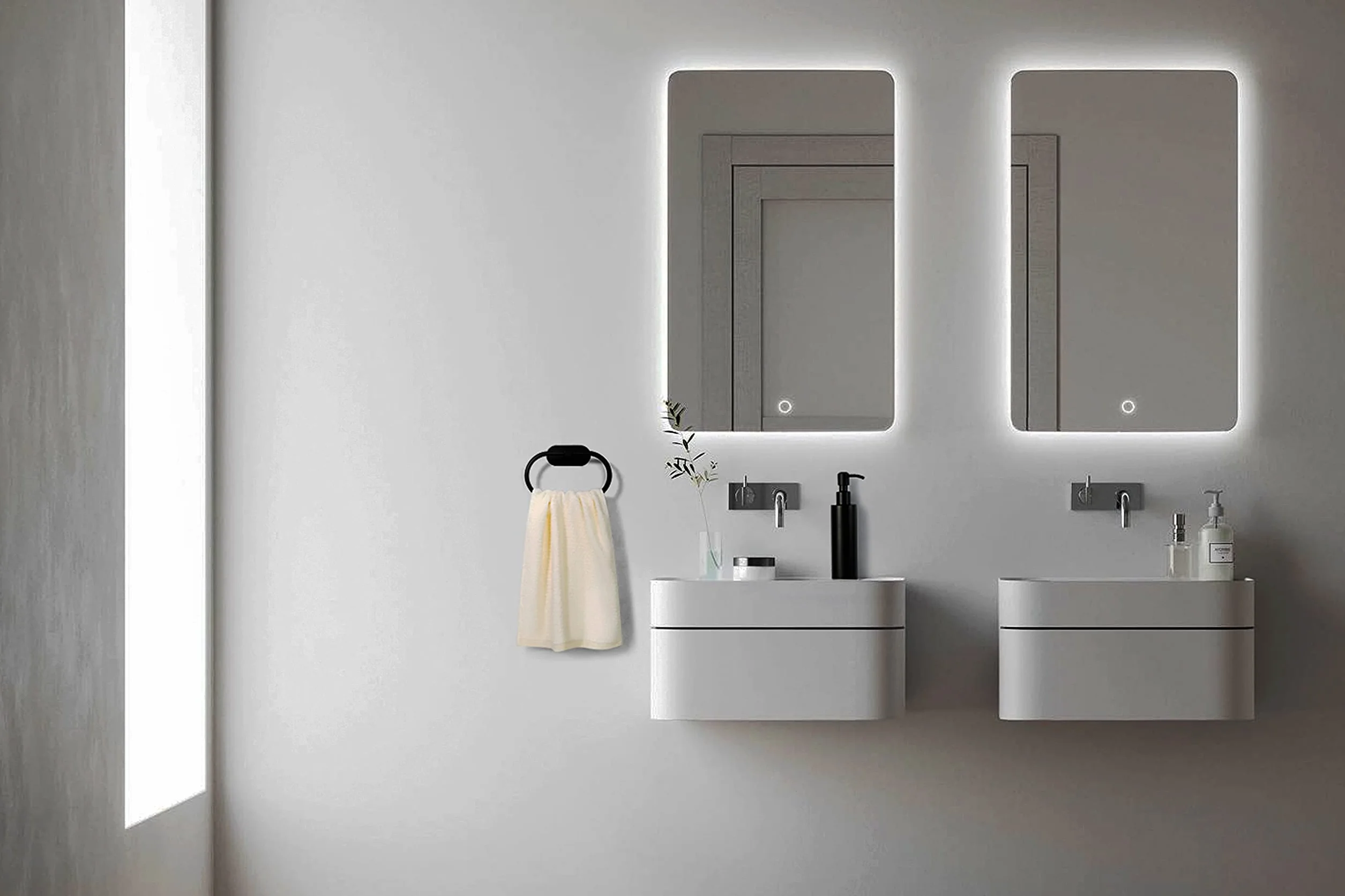 Toallero Sin Taladrar Acero Inoxidable Negro Soporte Gancho Baño Toalla Anillo Pared Pegar
