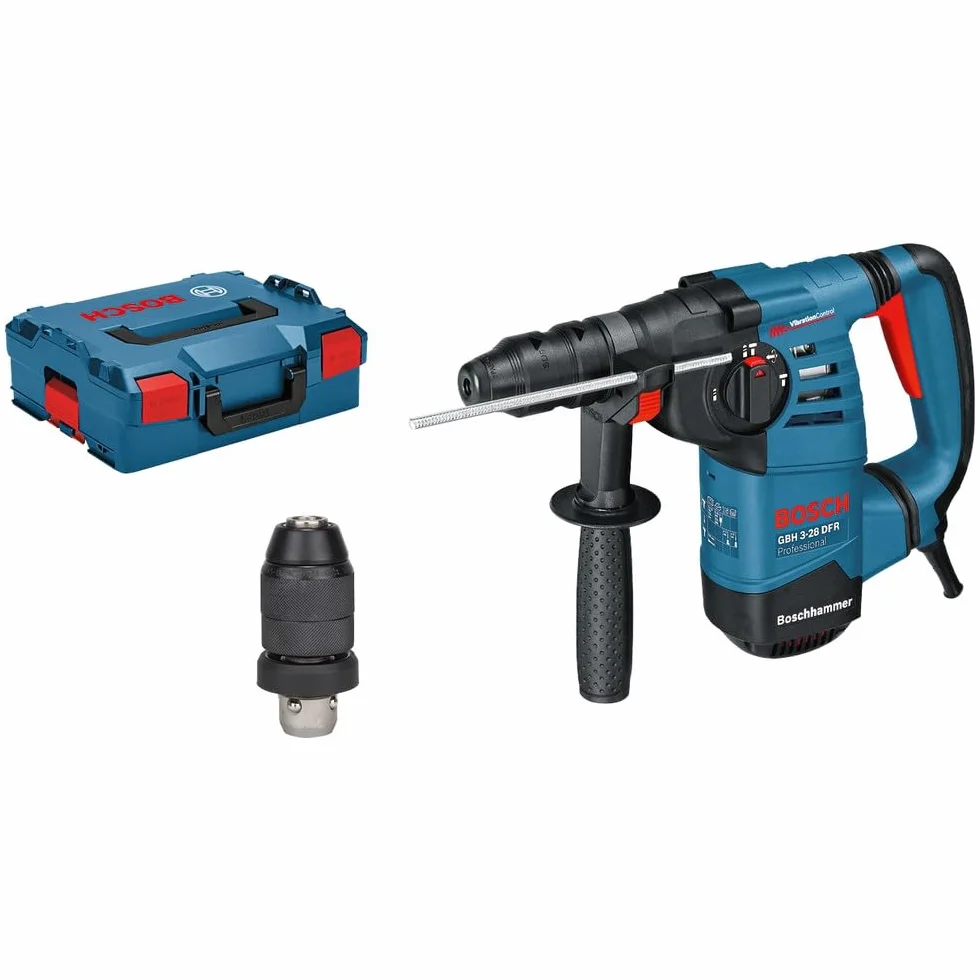 Bosch Professional martillo perforador GBH 3-28 DFR (incl. paño para la máquina, portabrocas de cambio rápido, portabrocas intercambiable SDS plus, empuñadura auxiliar, tubo de grasa, maletín)