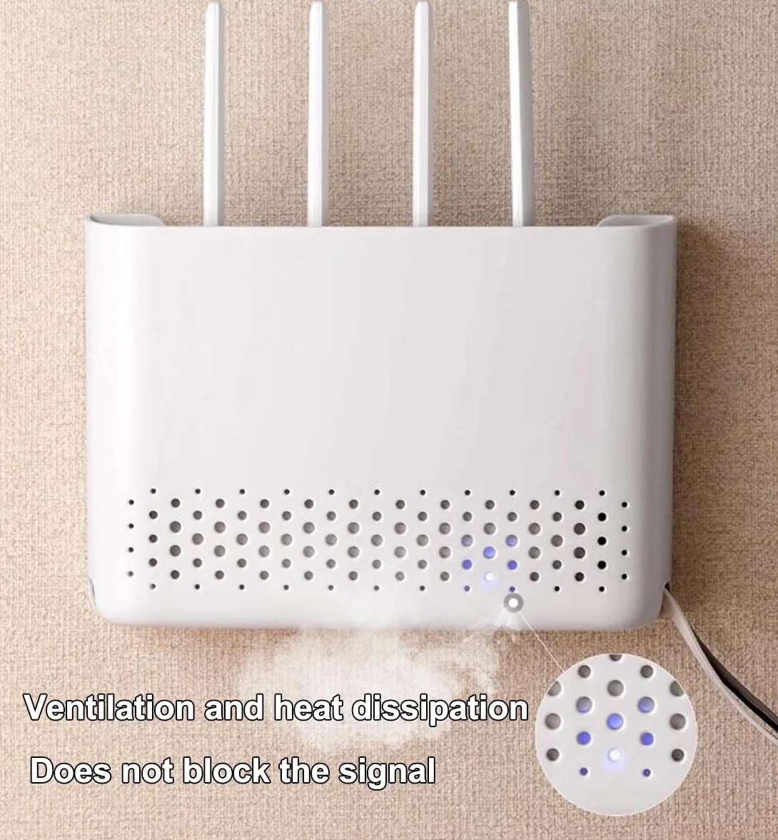 Caja Router Pared, Router Rack, Caja de Almacenamiento para Enrutador WiFi para Disimula el Router y Los Cables, para Sala de Estar de TV de Decoración del Hogar Blanco(Size:30x6x22cm)