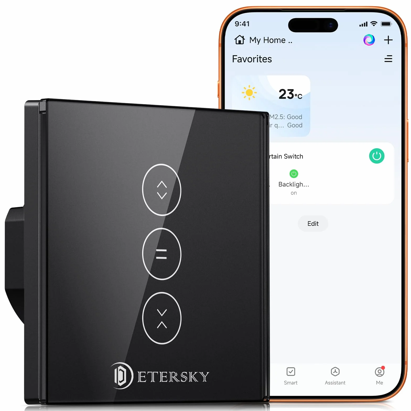 Interruptor Persiana WiFi Inteligente,Etersky Interruptor Persiana Electrica LED Controlable Panel Tactil Temporizador Compatible con Alexa Google Home Smart Life,Requiere Cable Neutro 86 * 86mm